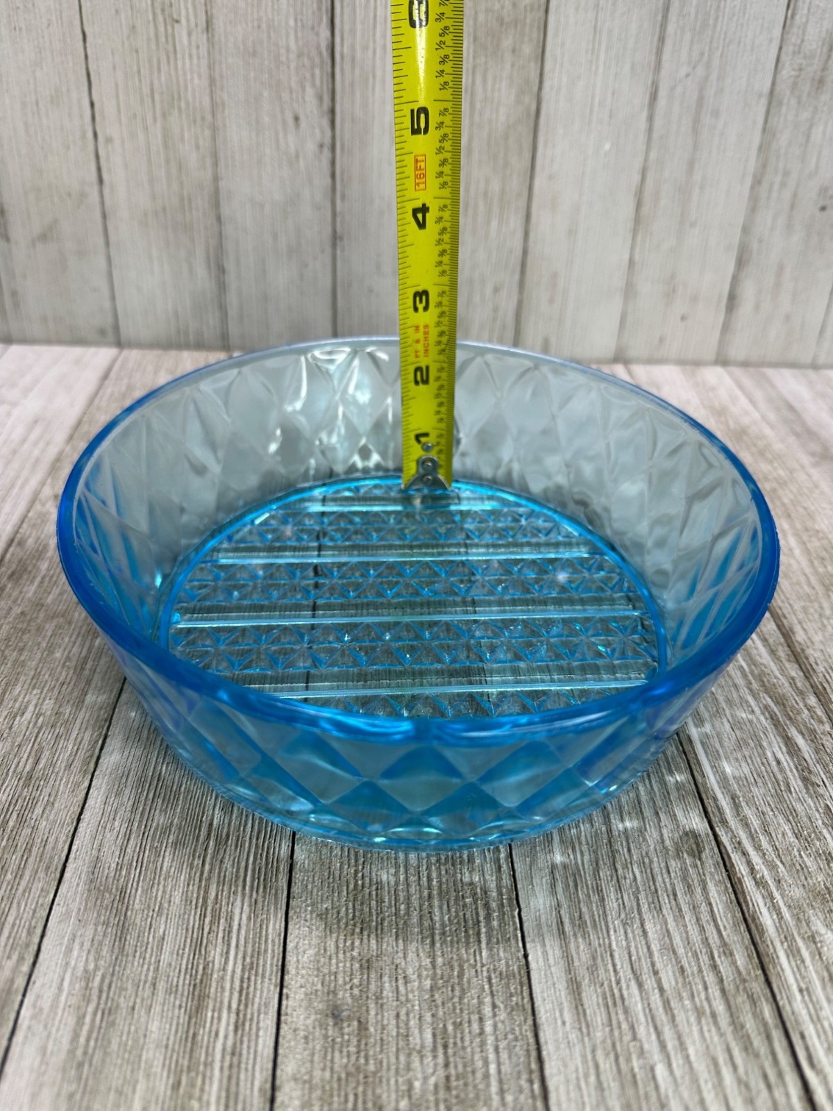 Vtg EAPG Bryce Brothers Style Bowl Diamond Quilted Pattern Sky Blue Glass 7″ DIA