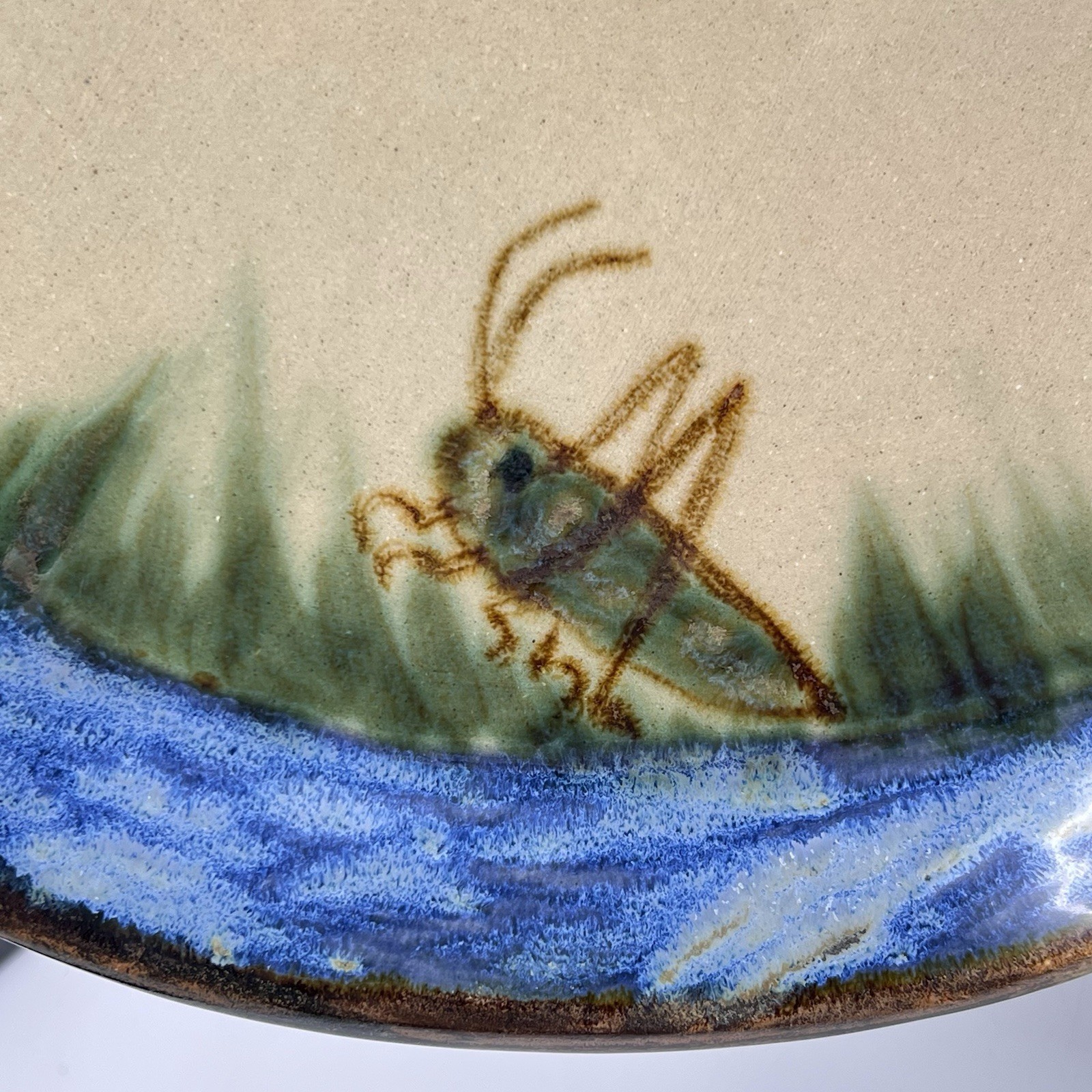 Janet Resnik HUGE 15.25″ LAZY SUSAN PLATTER Country Animals STUDIO ART POTTERY