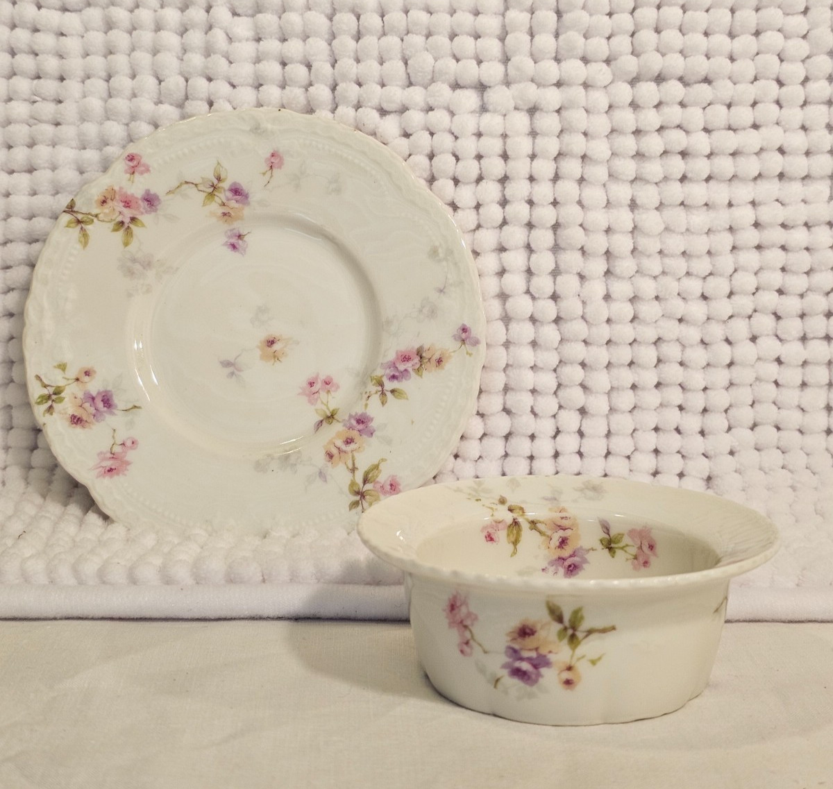 Ramekins, vintage china, set of three (3), Haviland sampler trio