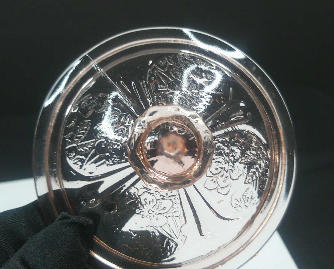 Jeannette Glass Co, Cherry Blossom, Pink, Sugar Cover, USA, c 1930s, ExCd