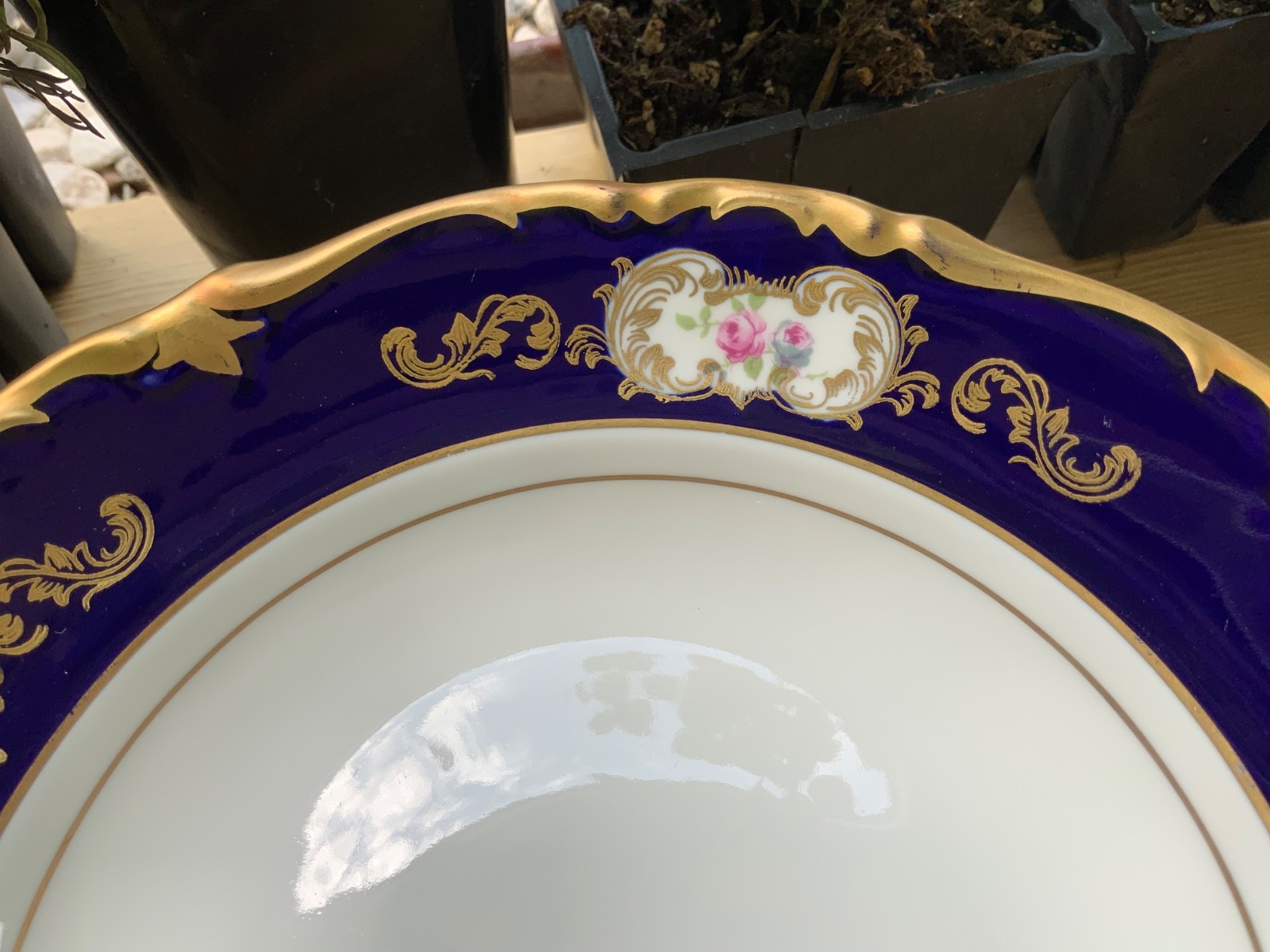 Vintage Reichenbach Echt Kobalt Cobalt Blue Floral Soup Bowl set of 12