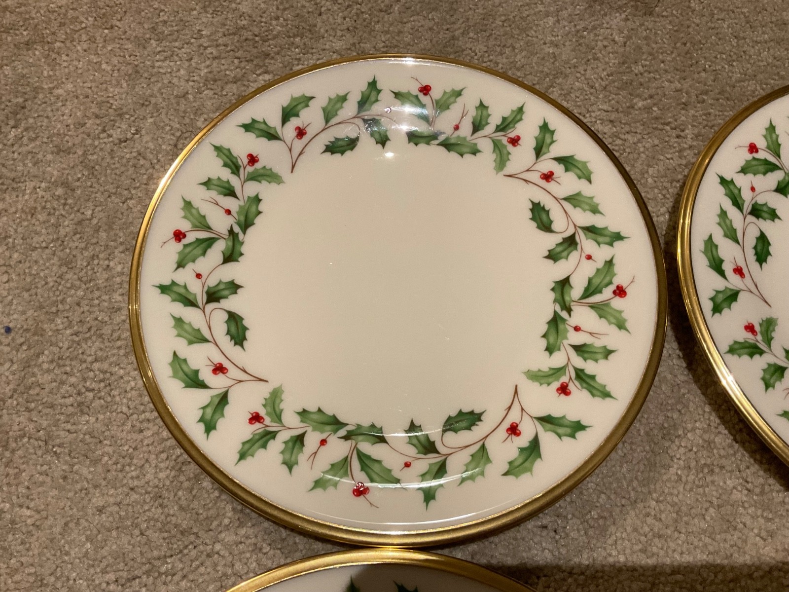 Set of 4 Lenox Holiday 8 Inch Plates Dimension Collection Made in USA Free Ship