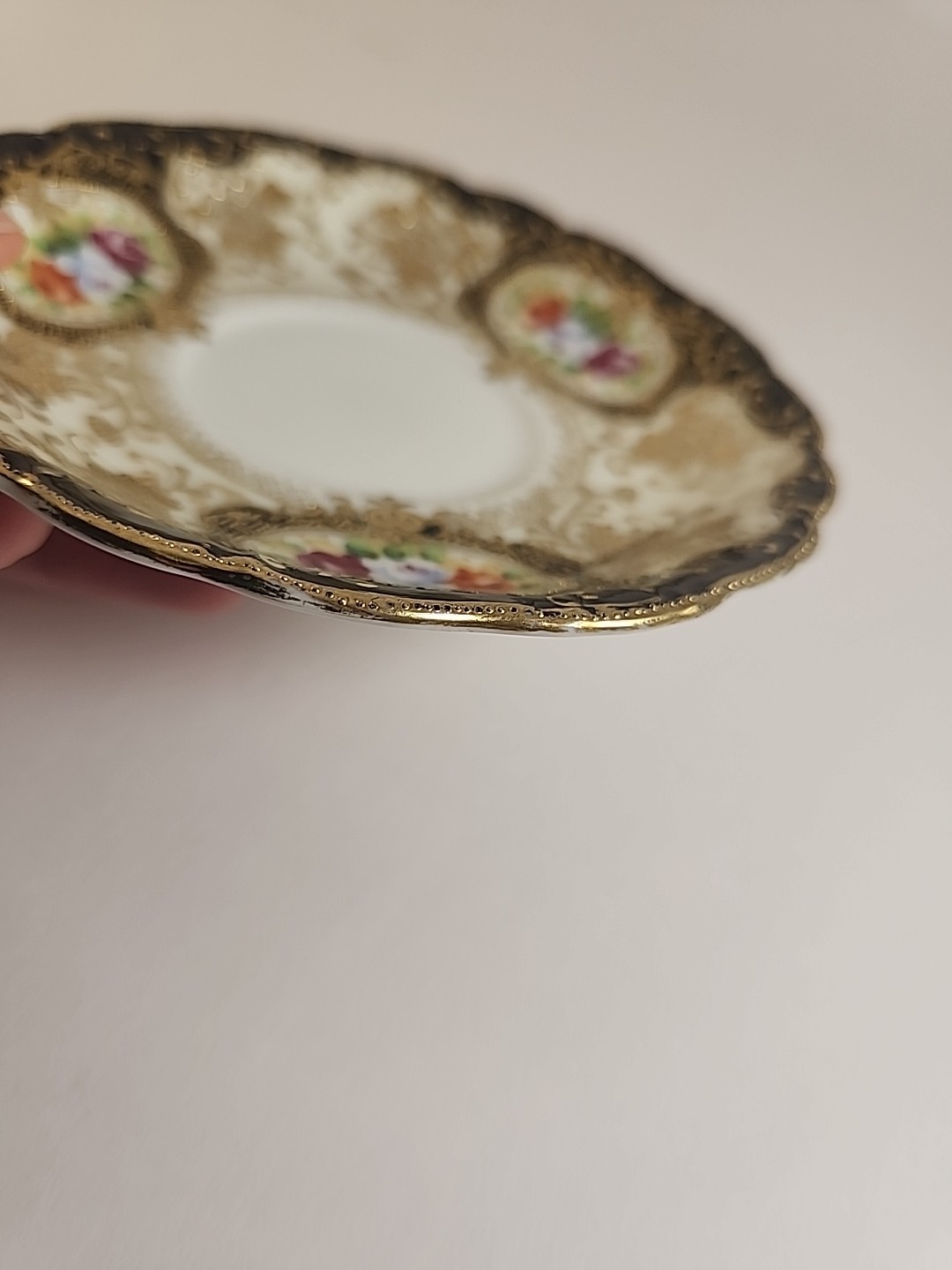 Vintage Chubu China Saucer Made in Occupied Japan Hand-Painted Gold Gilt Moriage