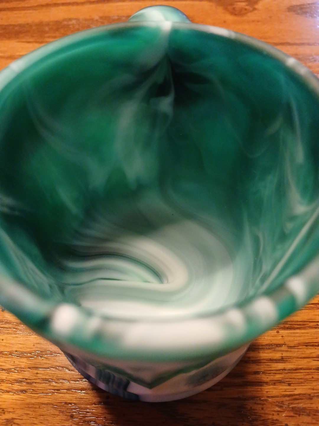 IMPERIAL GLASS Storybook Deep Green Slag Child’s Mug Cup Vintage – Nice!