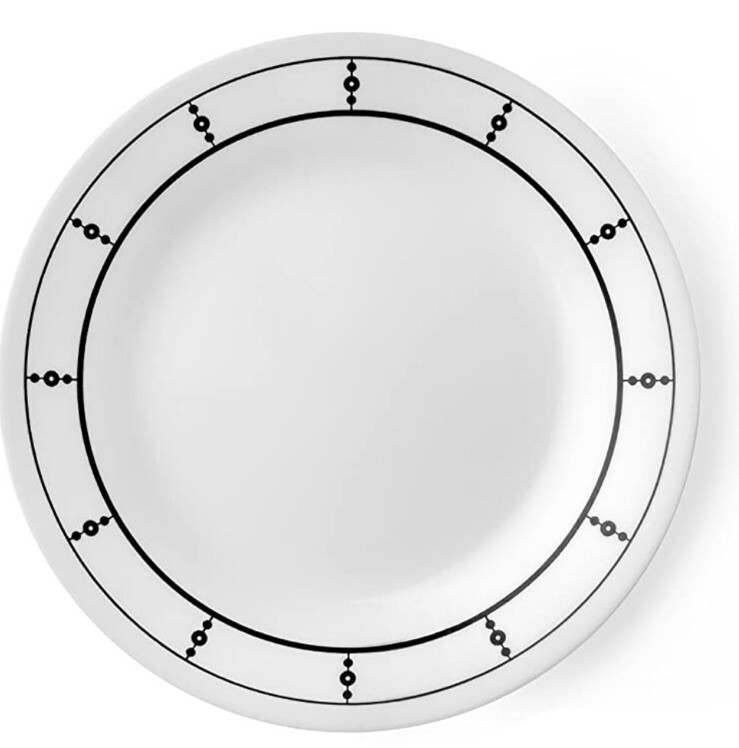 Corelle® Black/White10.25″ Dinner Plate Round Dishwasher, microwave New 6-pc Set
