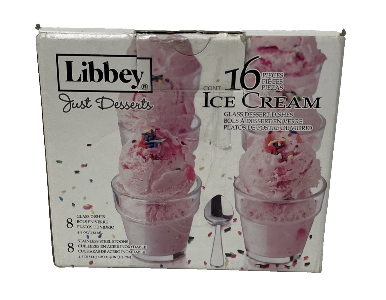 Libbey Ice Cream Dessert Cups w Spoons Holiday Party Home Entertaining