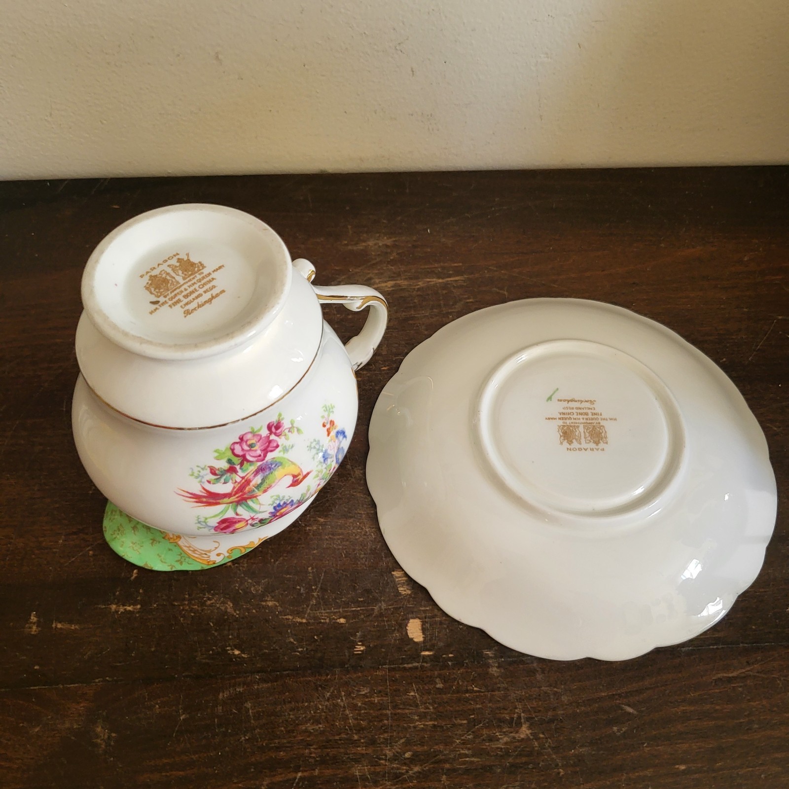 Paragon England Porcelain Rockingham Green Large Creamer And Saucer