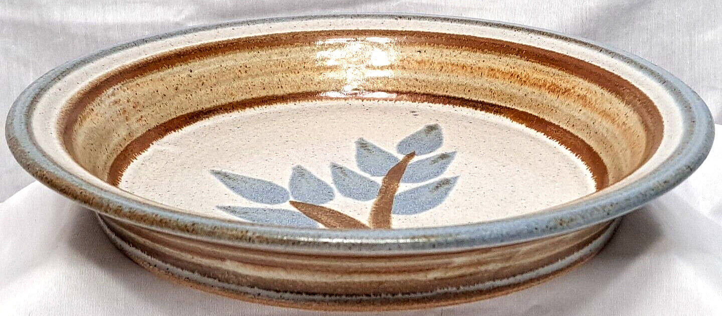 Vintage Studio Pottery 10″ Serving Dish Desert Floral Hand Painted Artist Signed