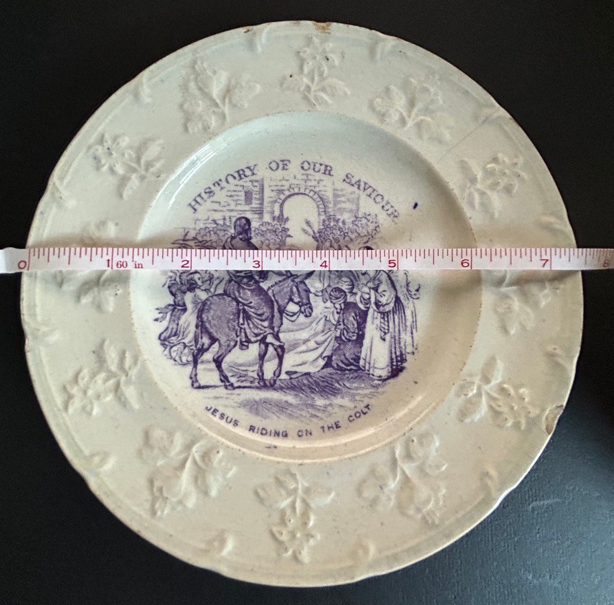 Antique Raised Border Creamware Child’s Plate History of our Saviour 7.5″