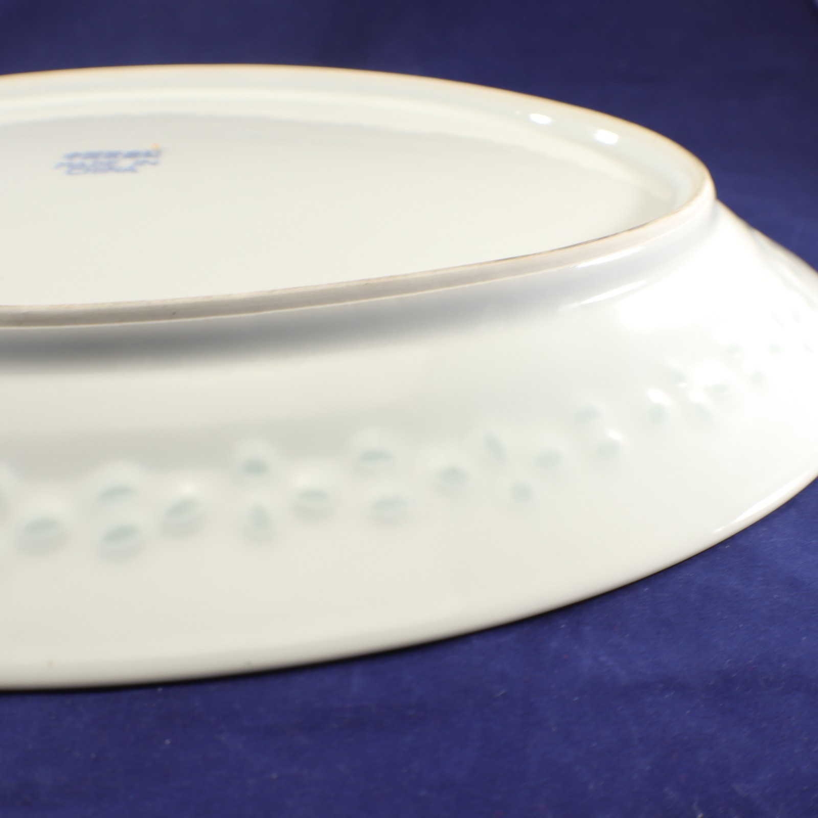 Tienshan Rice Flower Large SERVING PLATTER 15.5 x11″ Blue White Translucent Vtg