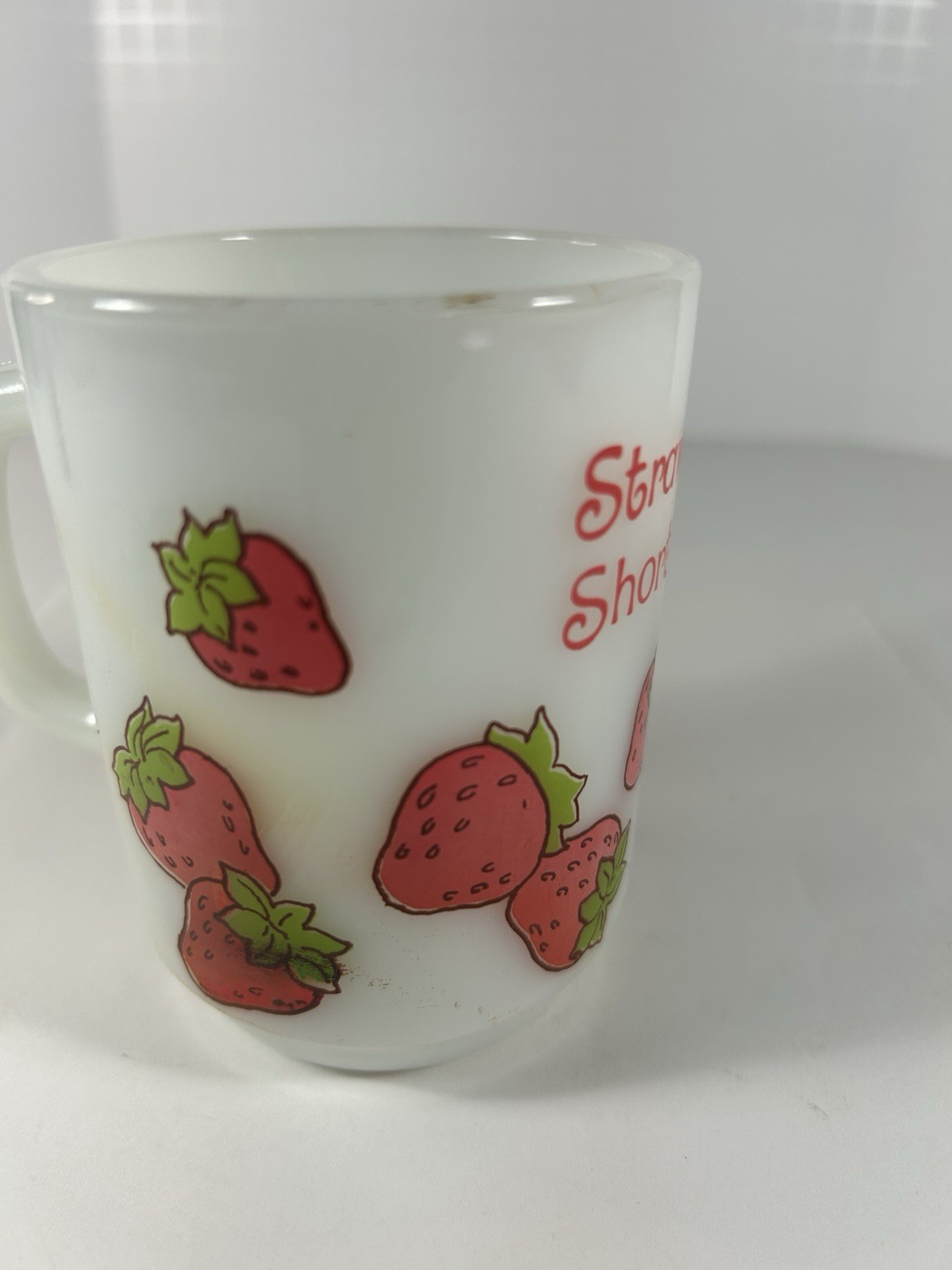 1980 Strawberry Shortcake Fire King Mug Anchor Hocking Milk Glass