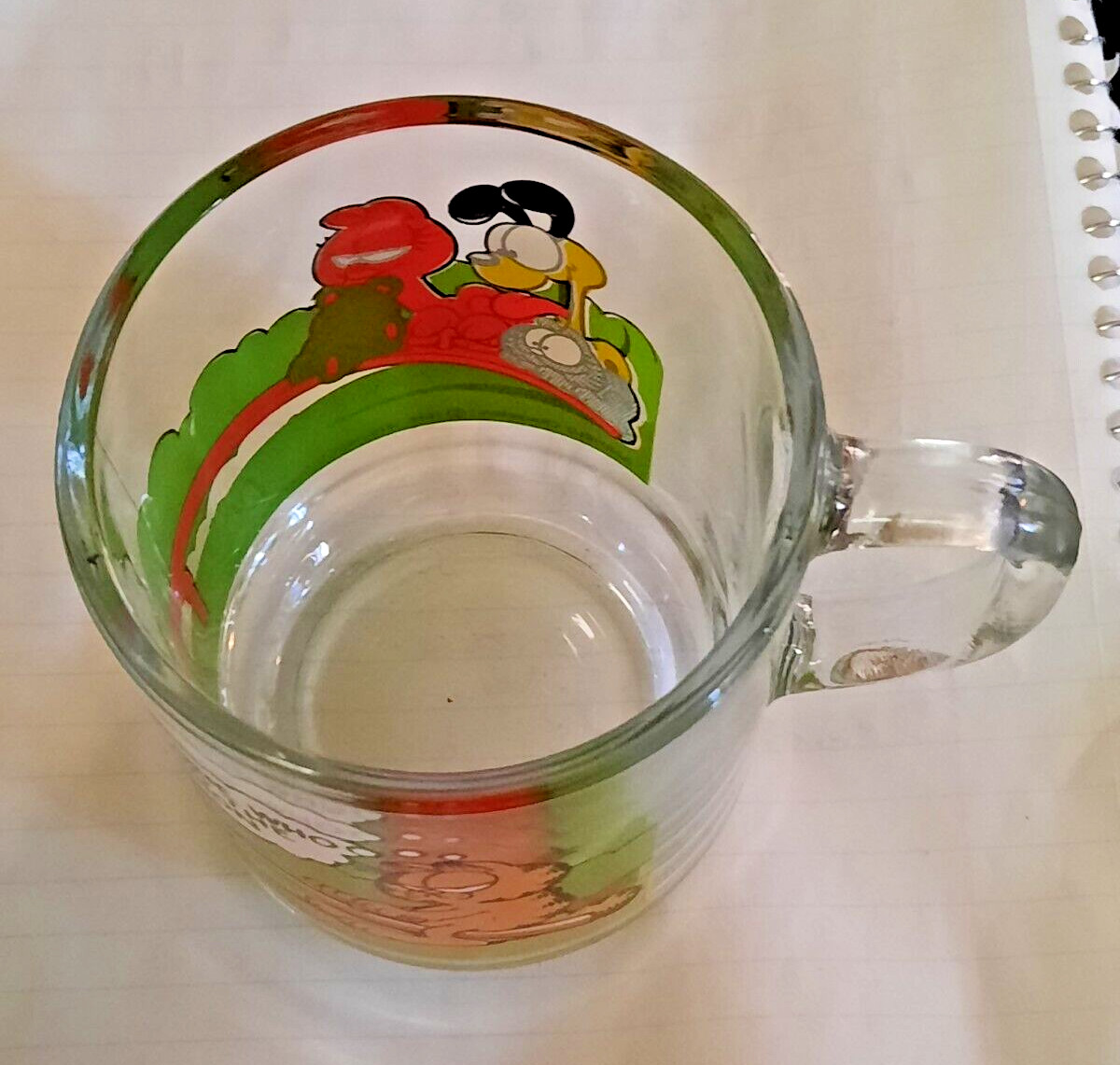 Vintage McDonalds Give Away GLASS COFFEE MUG 1980 GARFIELD Cat seesaw Odie