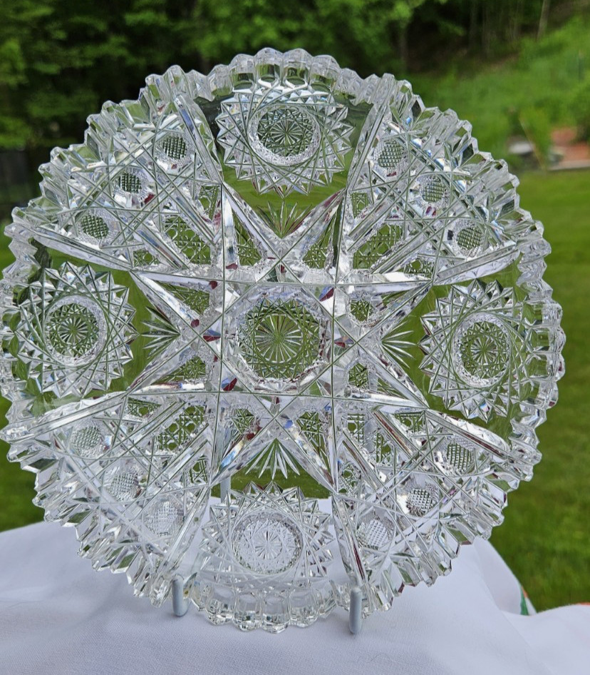 ABP Signed J. Hoare, Pattern Sparkler American Brilliant Cut Glass Small Dish