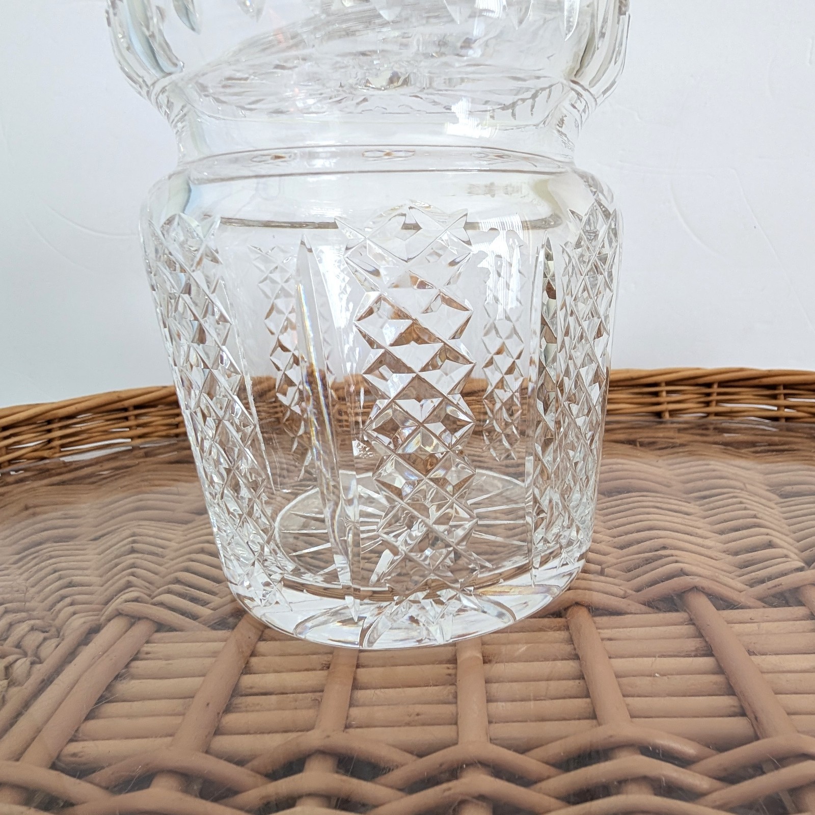 Waterford Crystal HIBERNIA Biscuit Barrel Jar w/Lid Diamond Cross-Cut Signed 7″