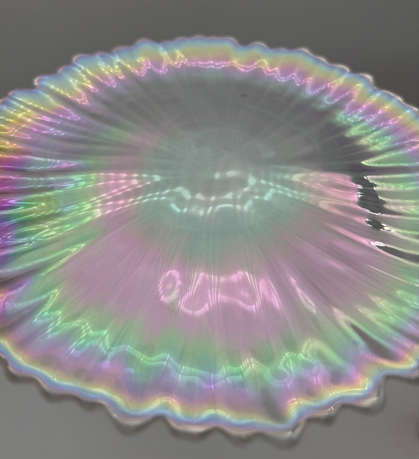Gorgeous Multicolor Alabaster Swirl Opal Iridescent 8” Salad Plate Set (13)