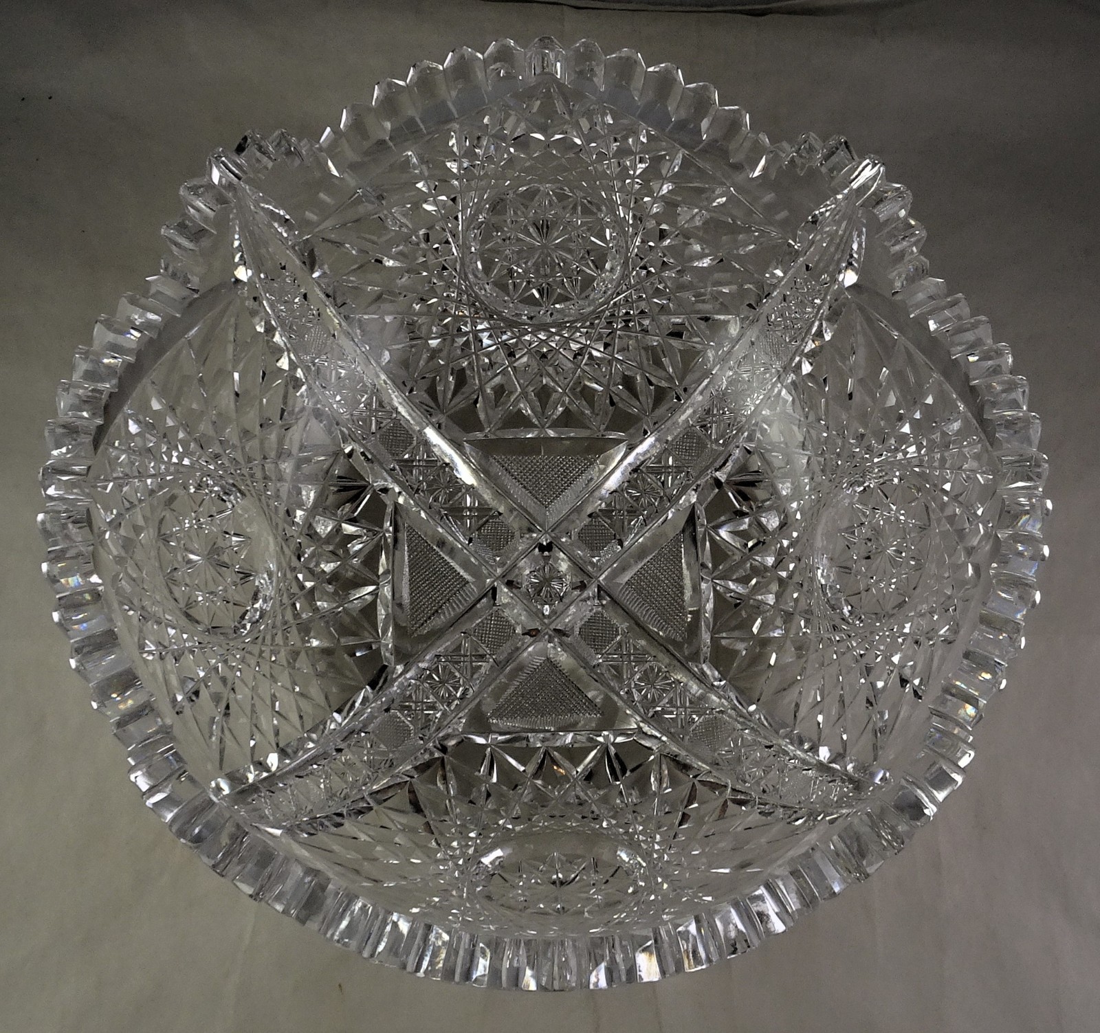ABP American Brilliant Period Cut Glass Banana Boat & 8″ Bowl