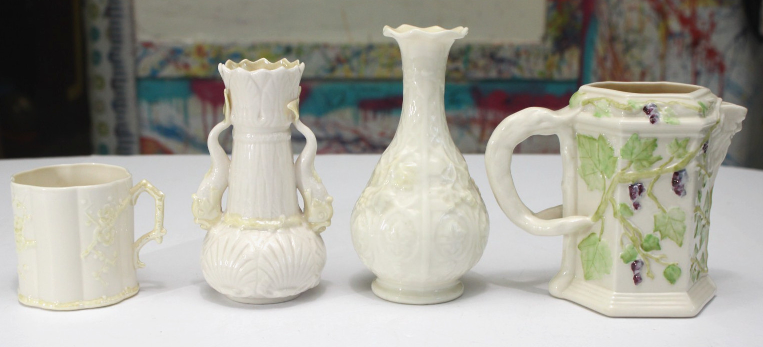 VINTAGE Mix of 19 Belleek Ireland Pottery Pieces 6th Mark (1965-1980) 3rd Green