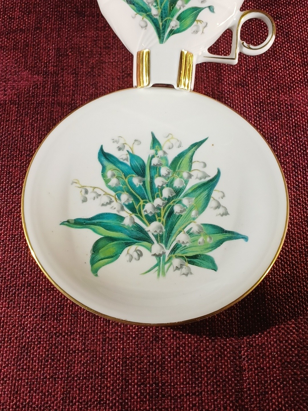 Vintage Mitterteich Germany Bone China Lily of the Valley Footed Cup & Saucer