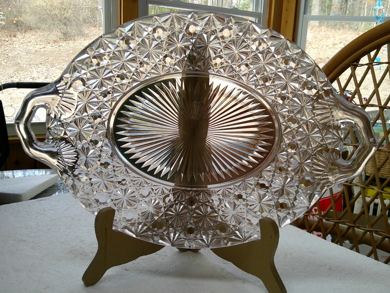 EAPG Platter by Central Glass Co. #775 Block & Diamond Antique 13.5″