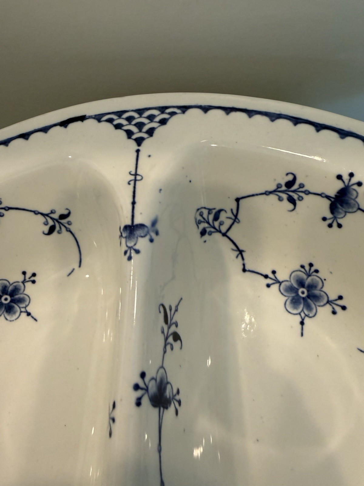 RARE Furnivals Denmark Blue Oval Divided Vegetable Bowl