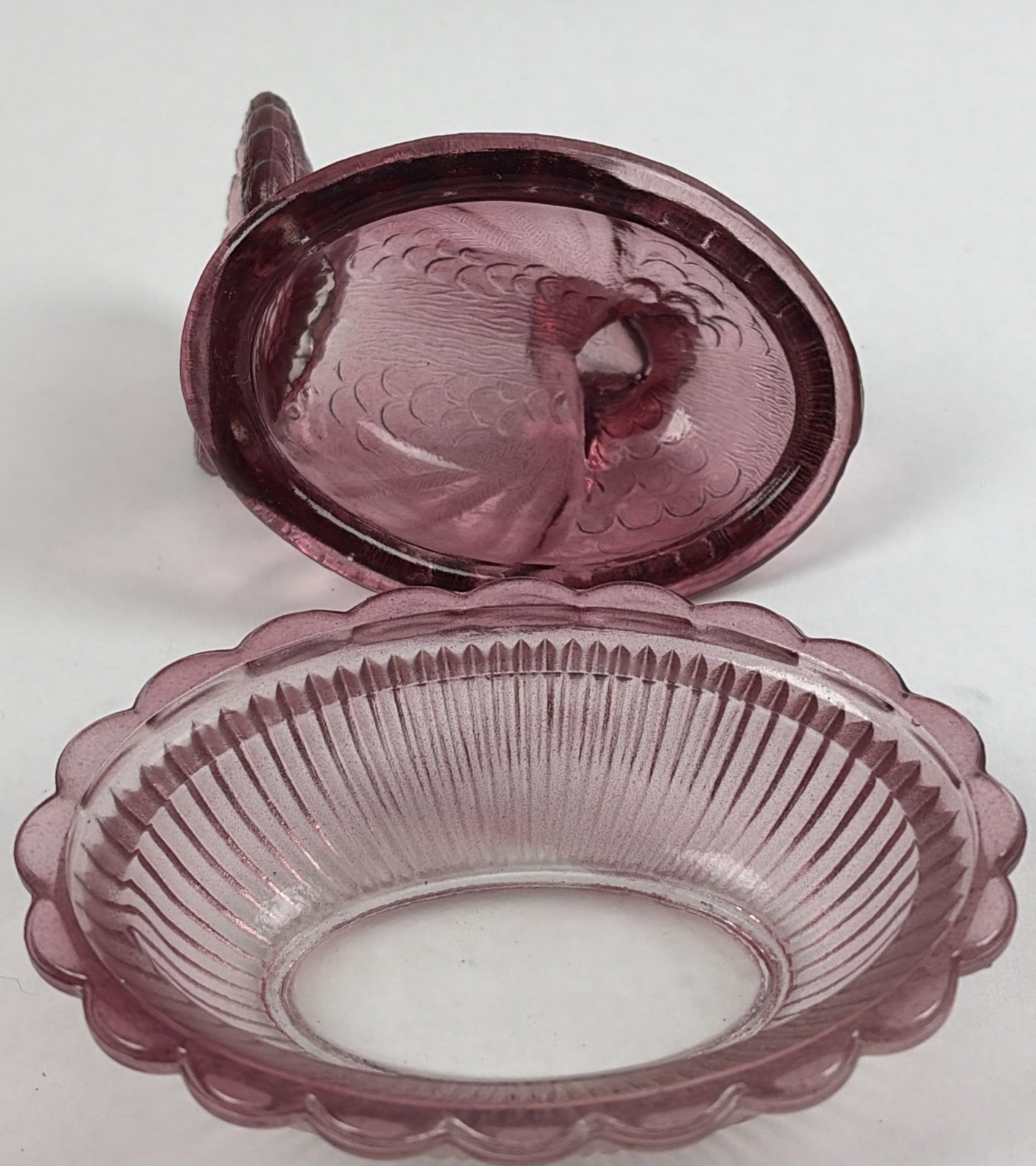 Turkey Bird On Nest Cranberry Indiana Glass Small Candy Dish – 4½” Tall