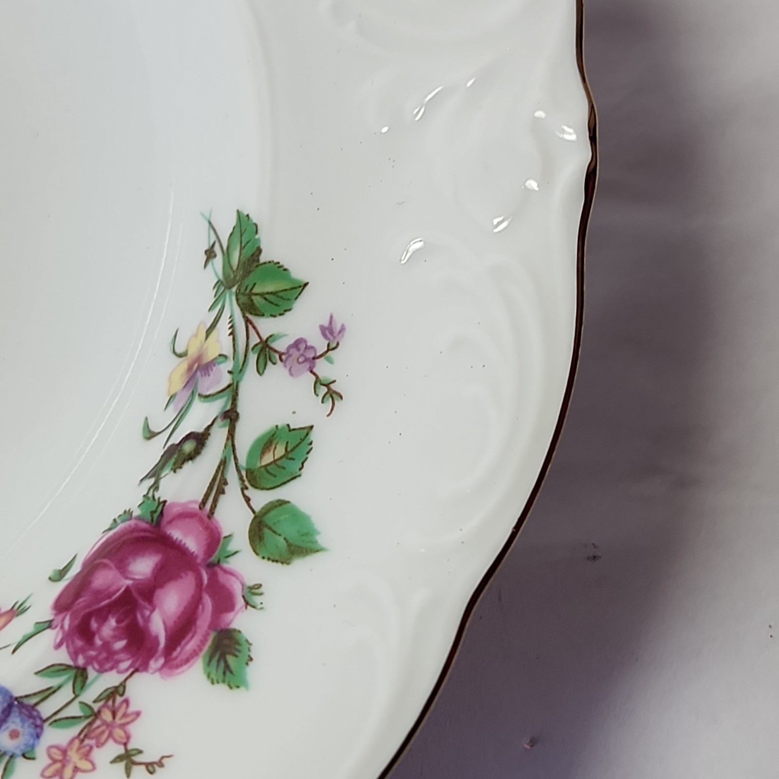 2 Rimmed Soup Bowl Floral Vintage Wawel China, ROSE GARDEN Made In Poland 8 1/8″