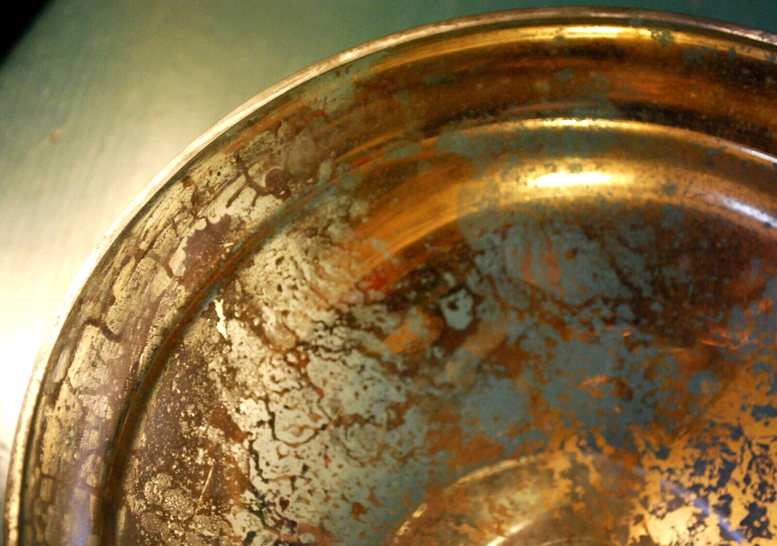 Antique Victorian SILVERED MERCURY GLASS BOWL Pedestal Base HAND BLOWN 9.25″
