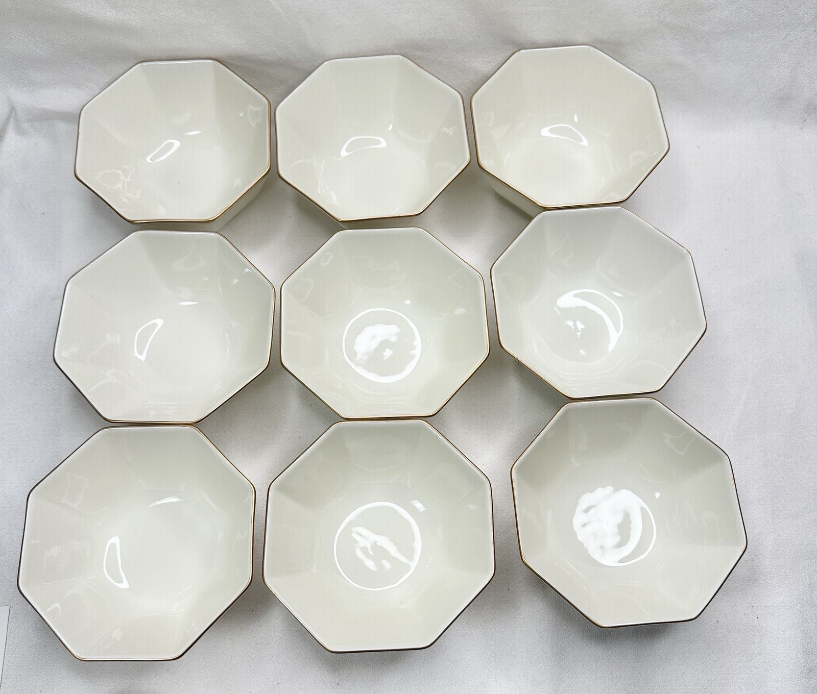 Fitz & Floyd Palais Ivory w/Gold Octagon Nesting 5in Bowl (9 Available)