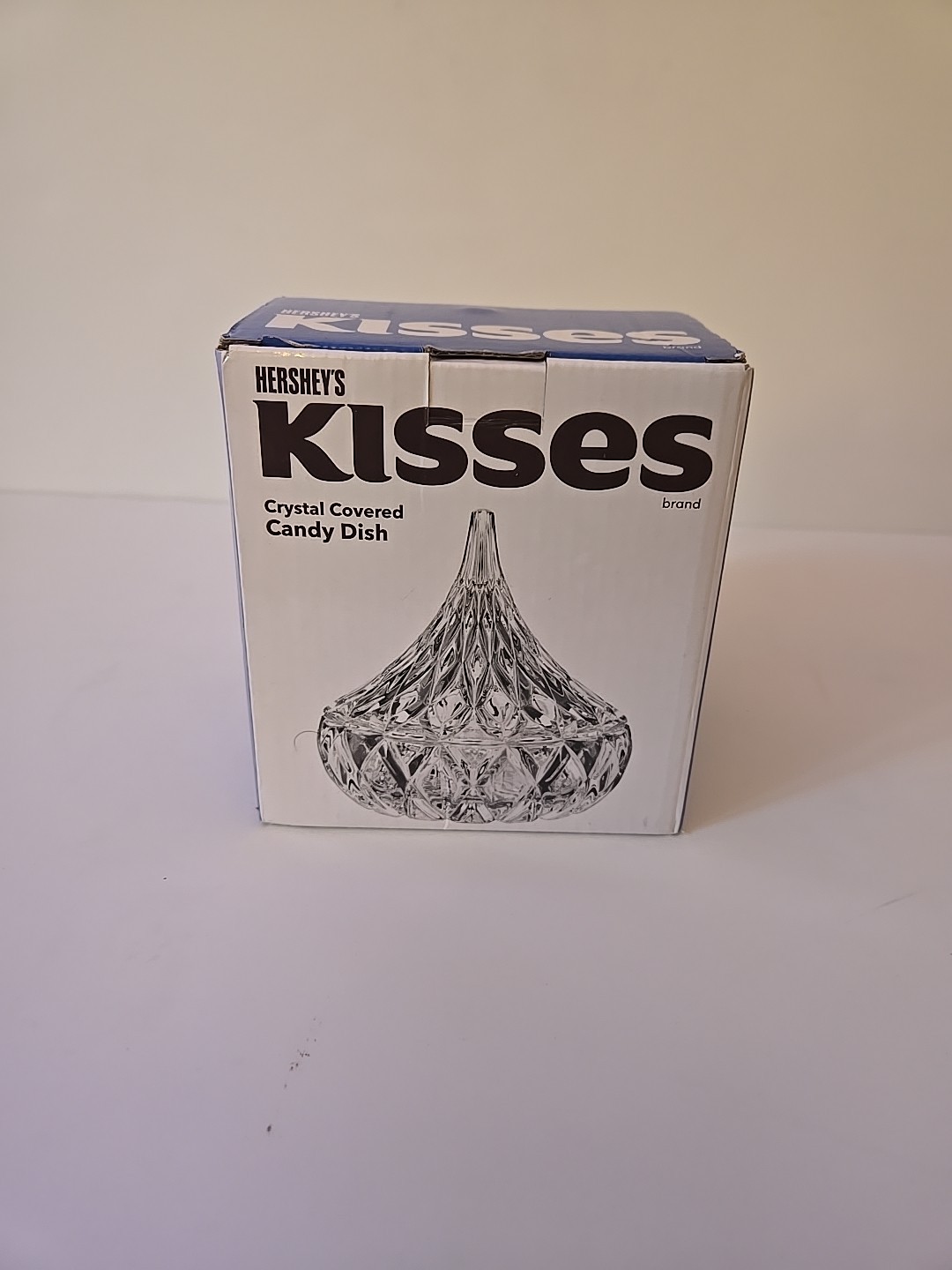 Glass Crystal Hersheys Kiss Shaped Shannon Candy Dish Trinket With Lid Clear NEW
