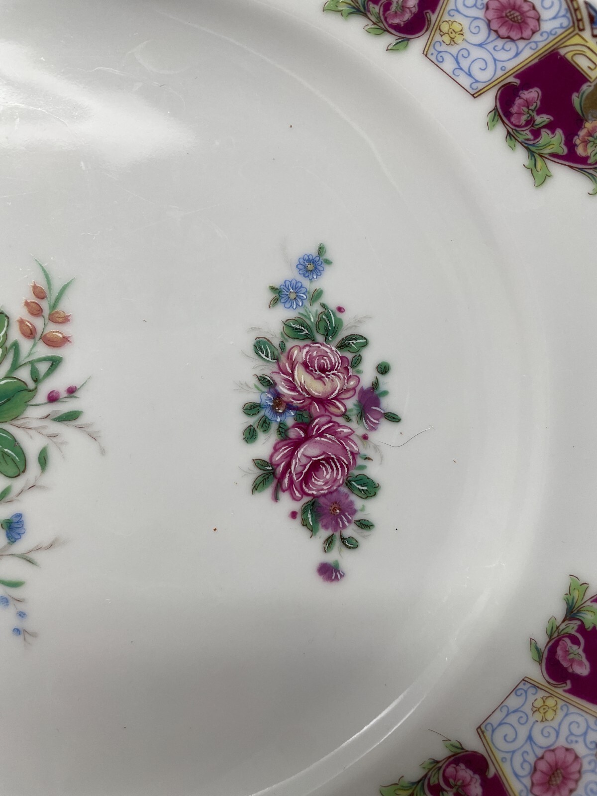 Vintage V Limoges France Decor A La Main Floral Oval Platter 13.5 Gold Trim