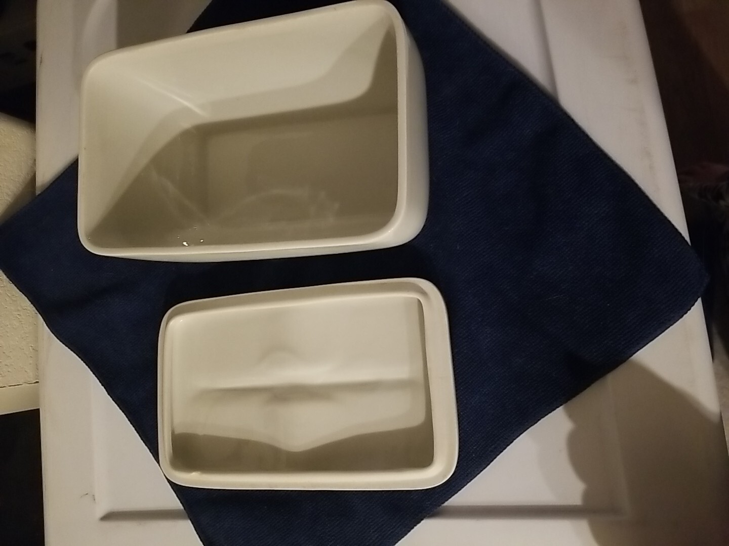 Montgomery Ward Refrigerator Dish by Hall China 5094 Ivory White Made in USA