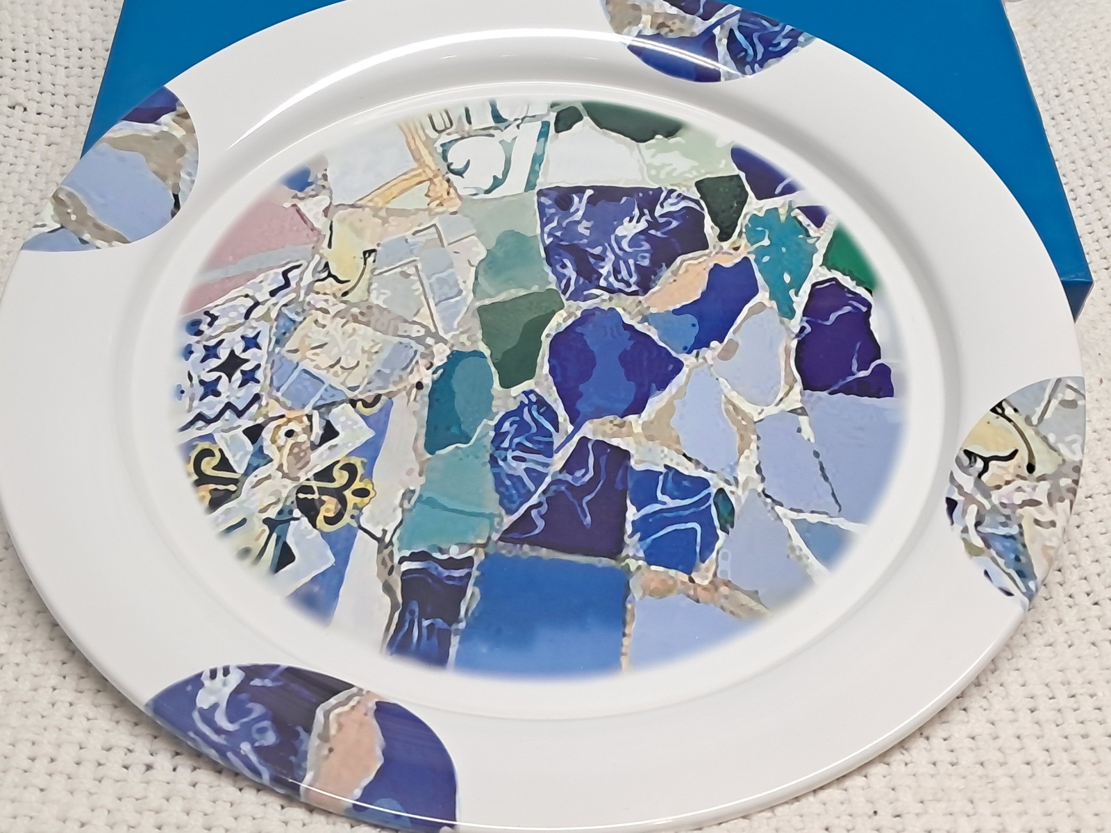 NEW CIB Lipper 1901 Seascape Enamel & Stainless Steel Multicolored Platter 14″