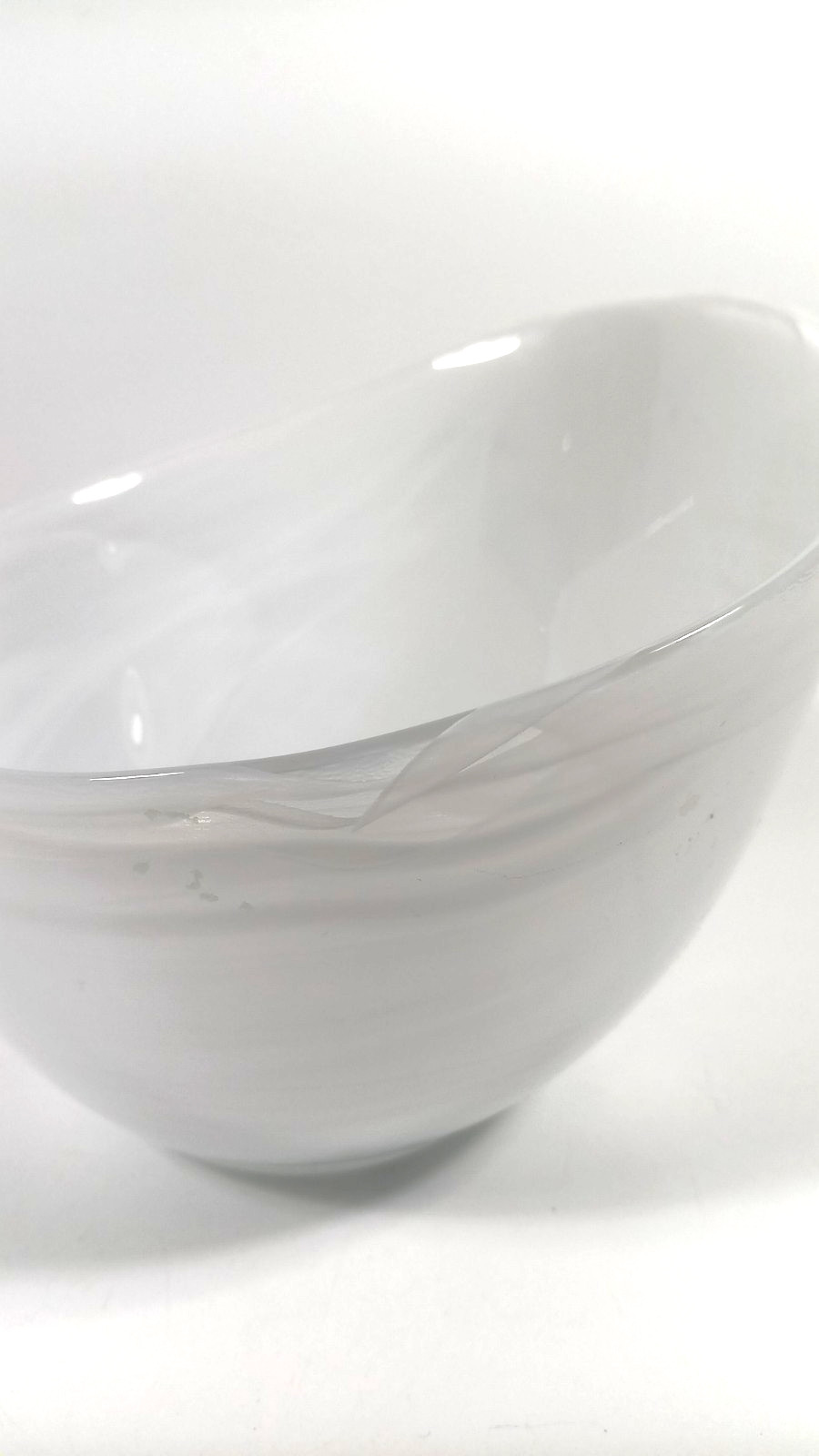 Vintage White Swirl Milk Glass Bowl asymmetrical