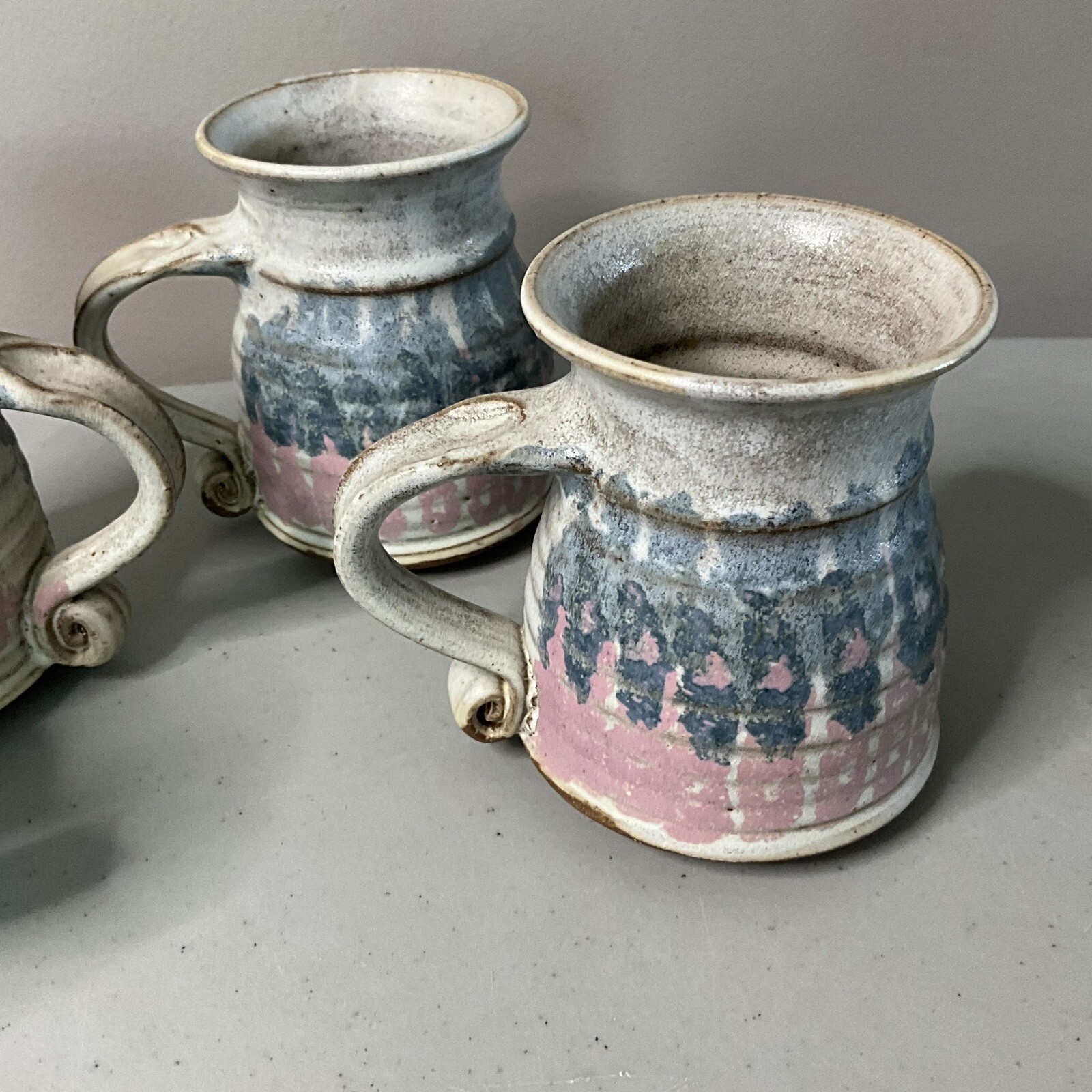 Art Pottery Tea Set 7 Piece Deborah Doran Studio Dundas Ontario Canada Pink Blue
