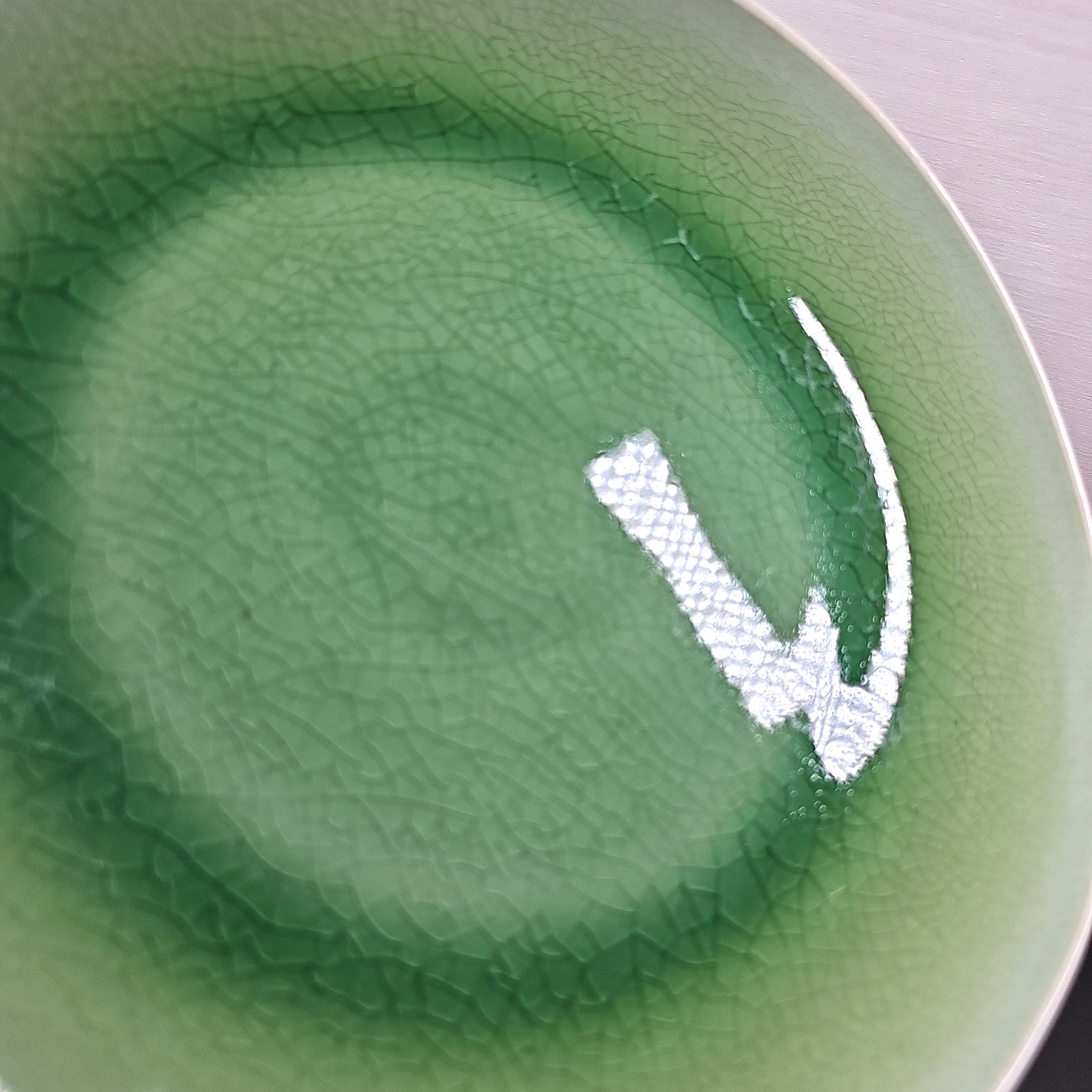 6 Roscher Crackle Glass Green Dinner Plates Set Elegant Stoneware Table Dish Lot