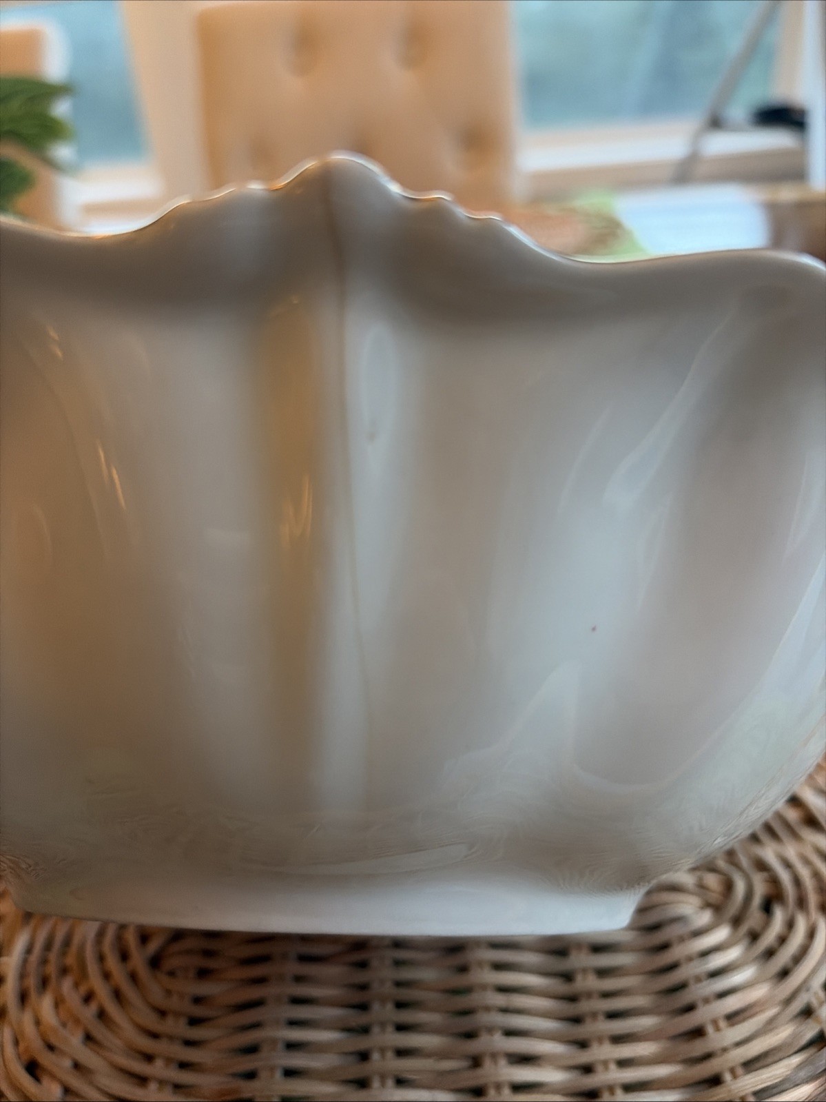 Antique Prussian Porcelain Bowl Roses Pattern Red Mark