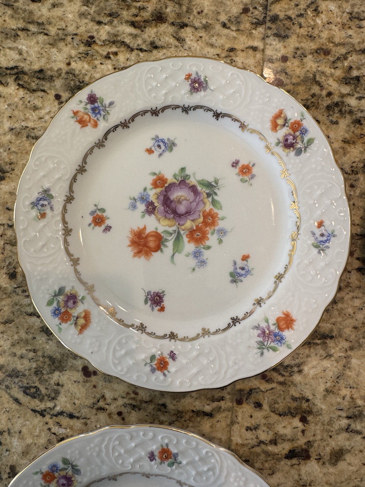 Schumann Bavaria Bouquet Orange Yellow Purple Flowers 7 ¾” Salad Plate(s)