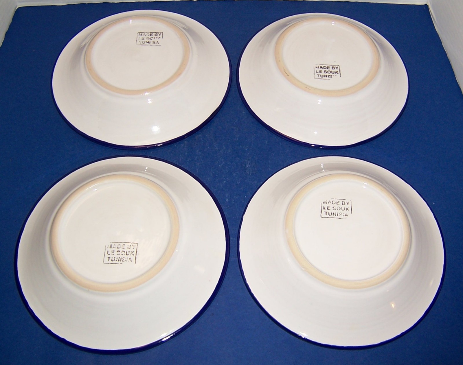 Le Souk Ceramique Fish 4 Pasta Bowls (9”) Soup Salad Hand Painted Tunisia NICE