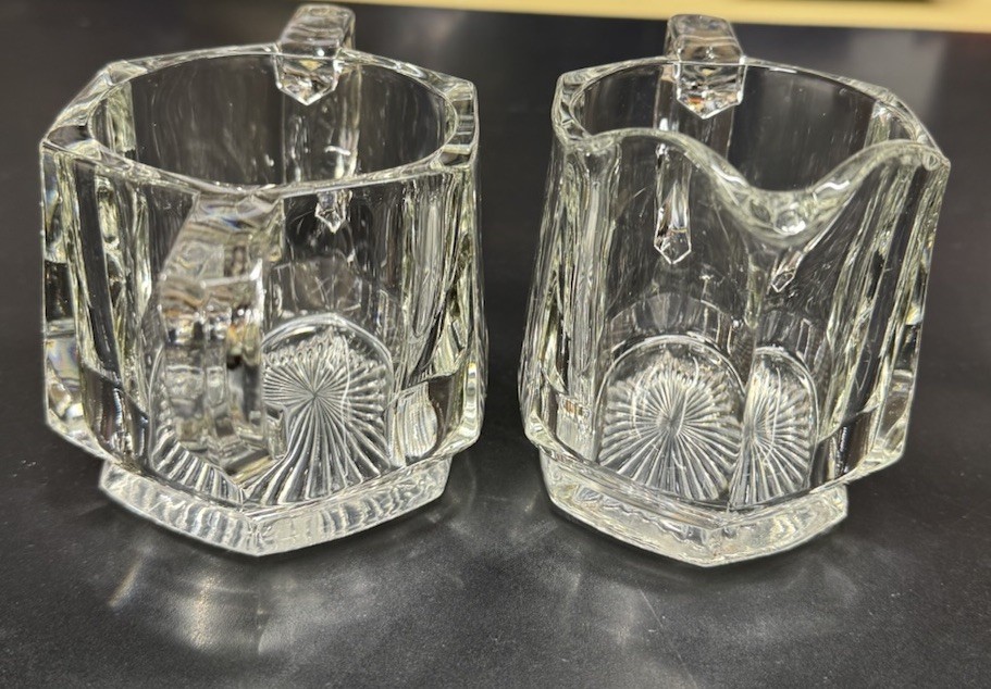 Indiana Glass Peerless Wide Colonial Panel Creamer Sugar Bowl Set Clear