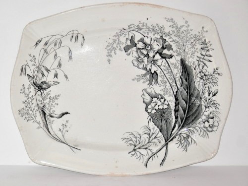 ASHWORTH BROS. 13 3/4″ BLACK TRANSFERWARE VICTORIA IRONSTONE PLATTER USED BIN!