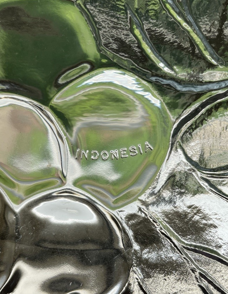 Vintage KIG Indonesia Grapes Leaves Clear Glass Dinner Plates 6 qty 10-3/8″ EVPC
