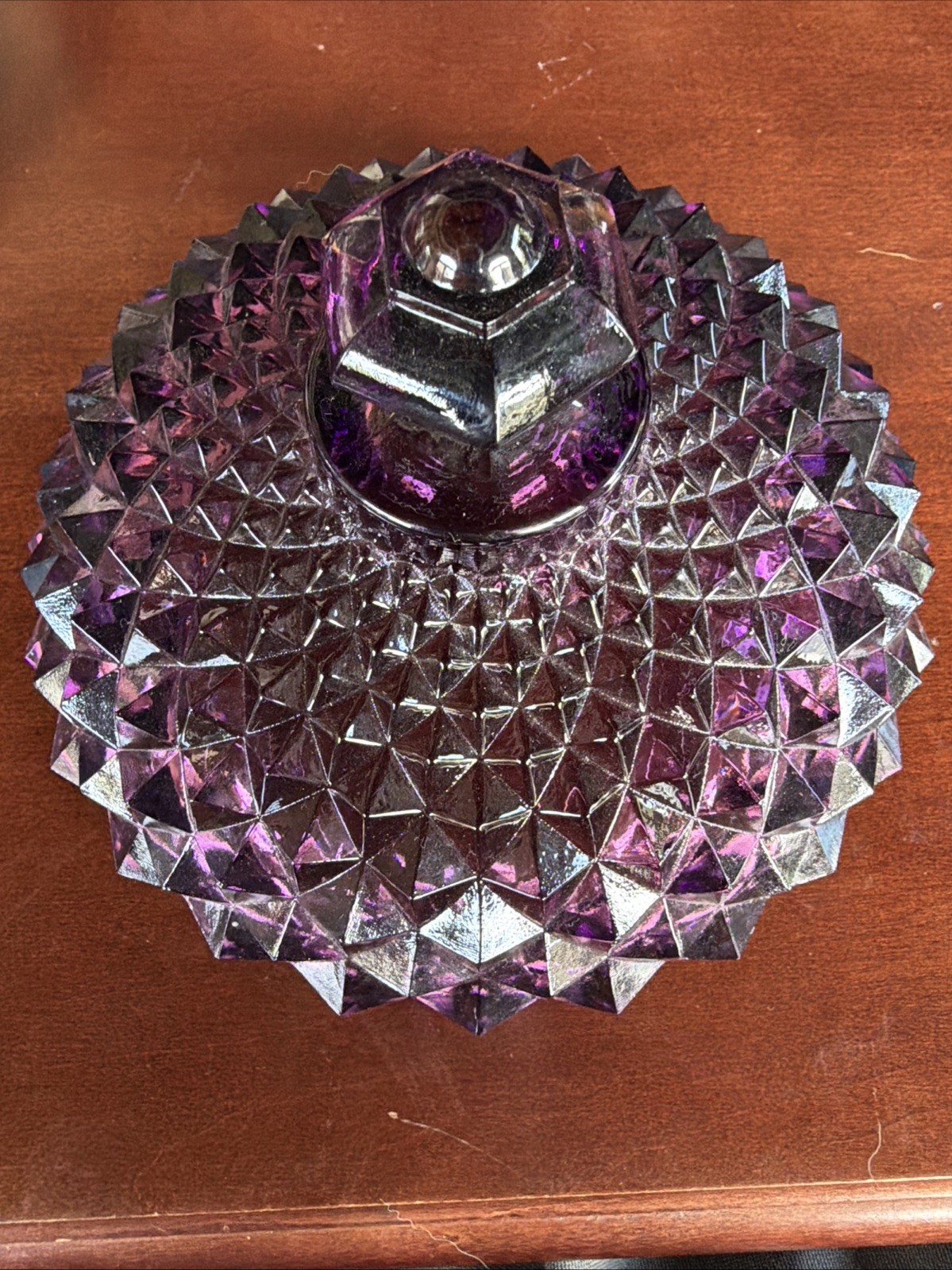 Vintage Westmoreland Glass Amethyst/Purple Sawtooth Covered Candy Dish Signed