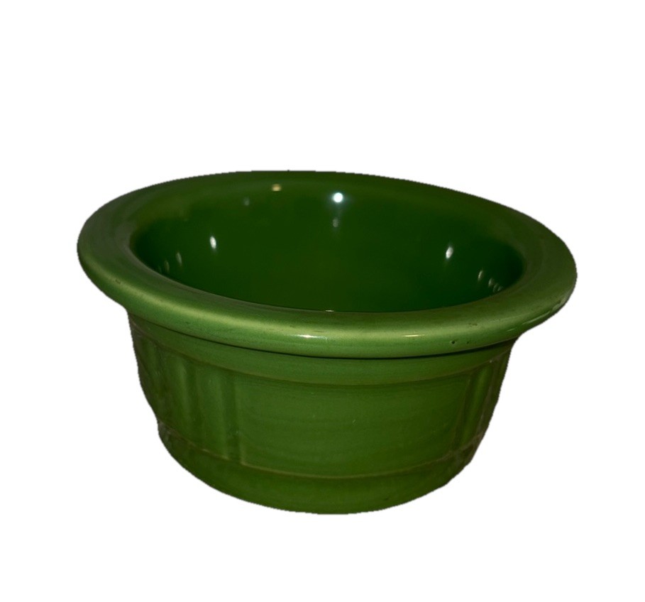 Green Stoneware Pottery Bowl Glossy Finish Round 3.5in Diameter
