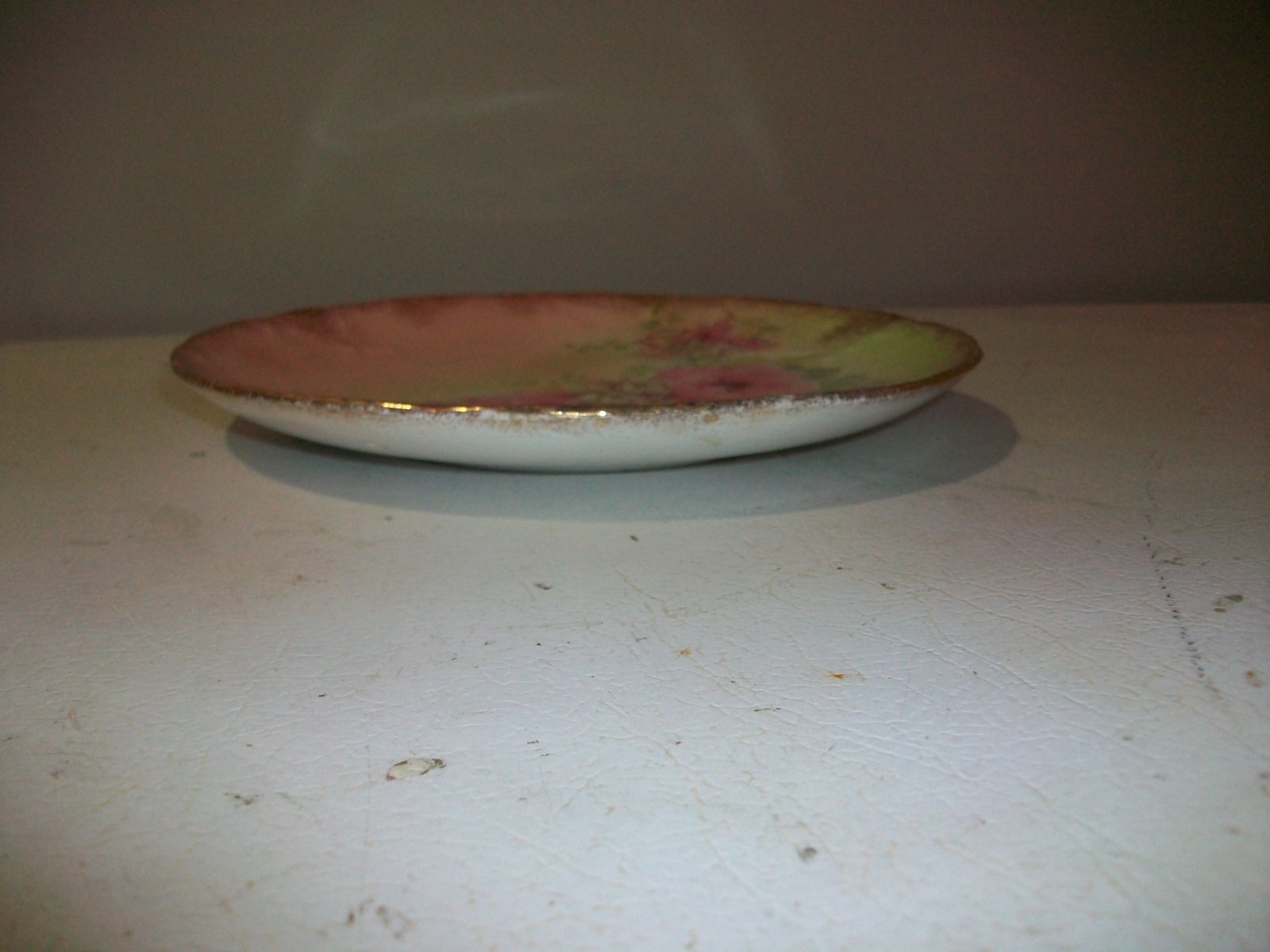 Antique French Limoges Porcelain Plate 8.5″-signed Mezieres-Pink roses 1900’s