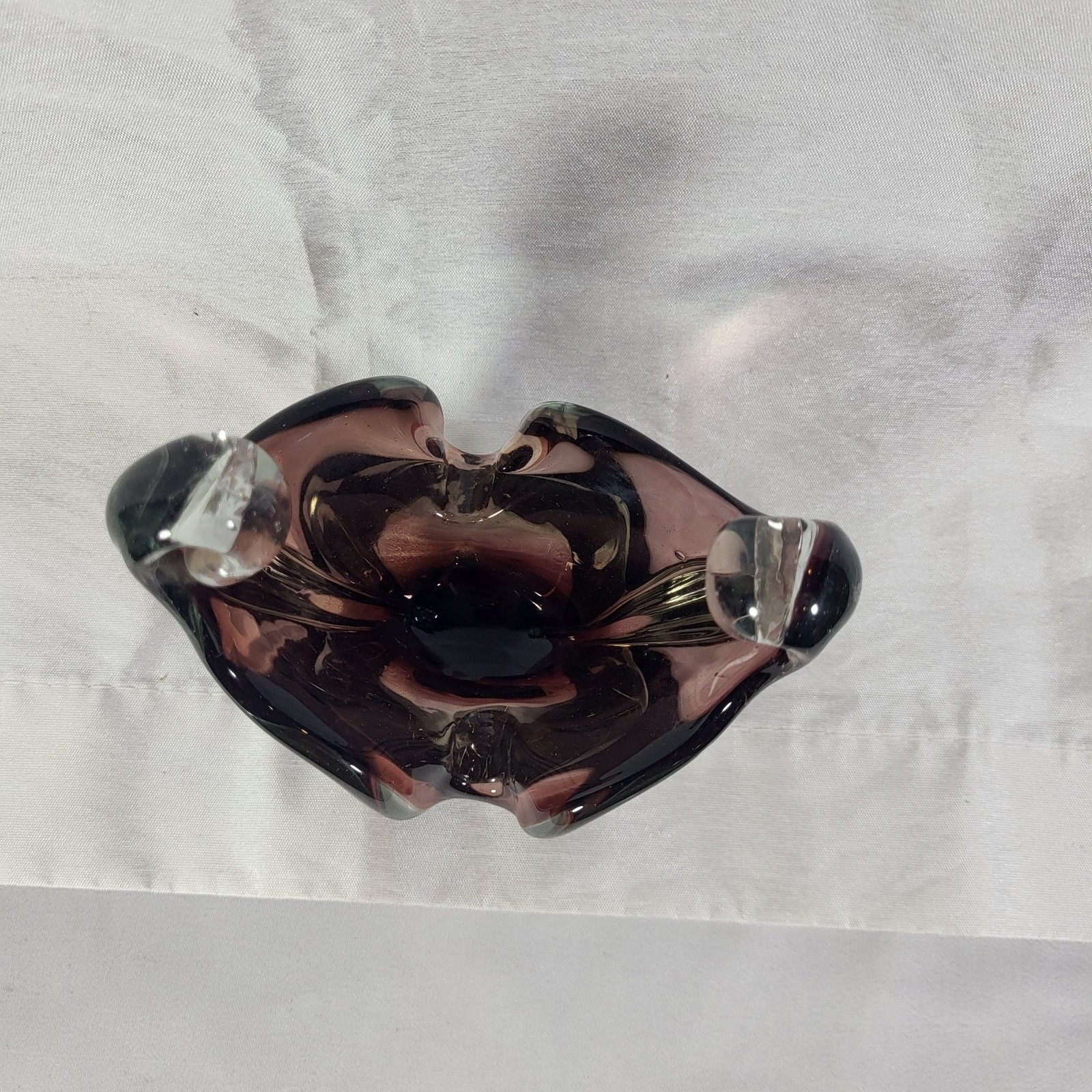 Vintage Murano Sommerso Amethyst Glass Bowl with Curled Handles