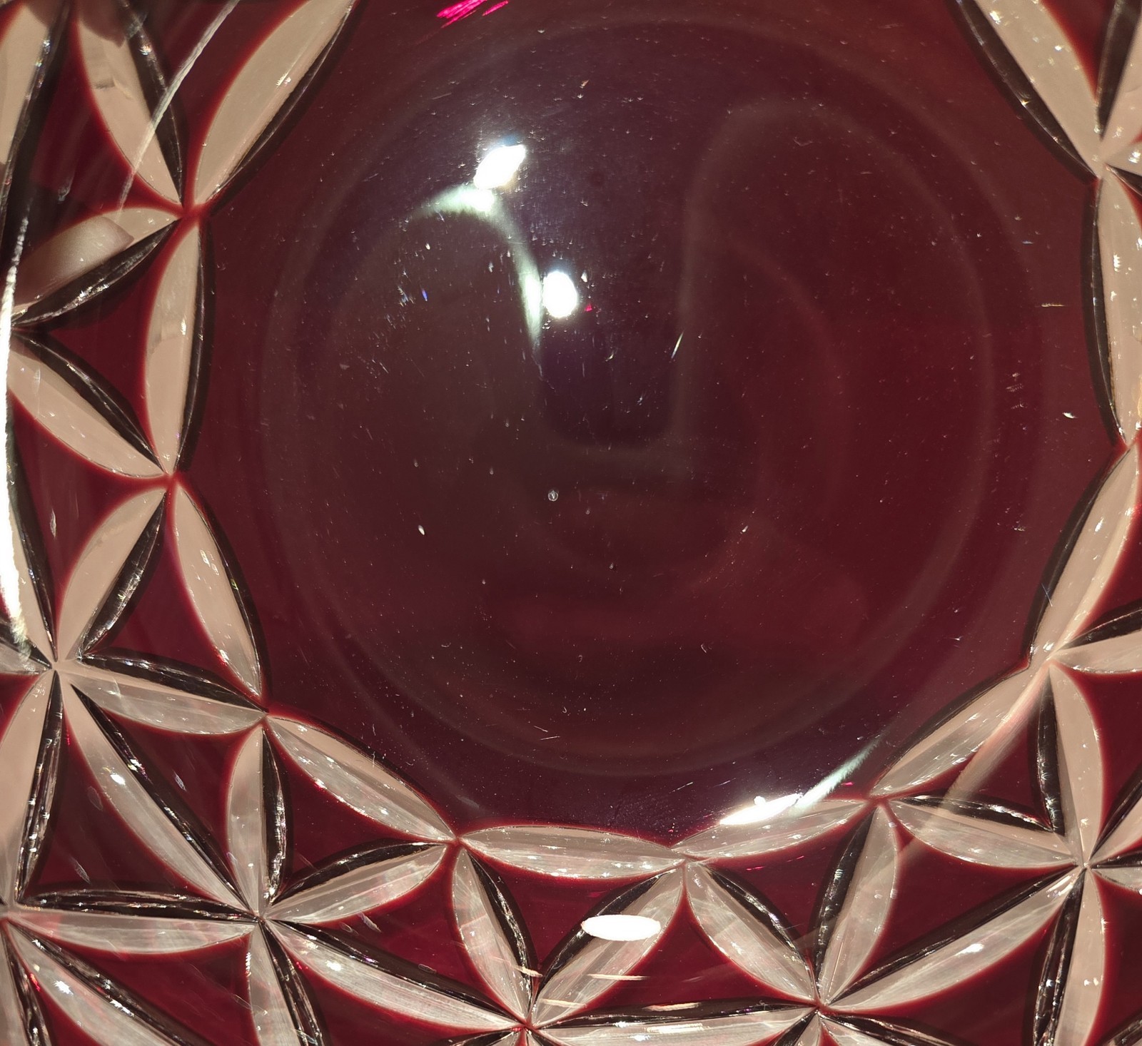 Ruby Red Crystal Bowl Cut To Clear Small Serving Side Dish Candy