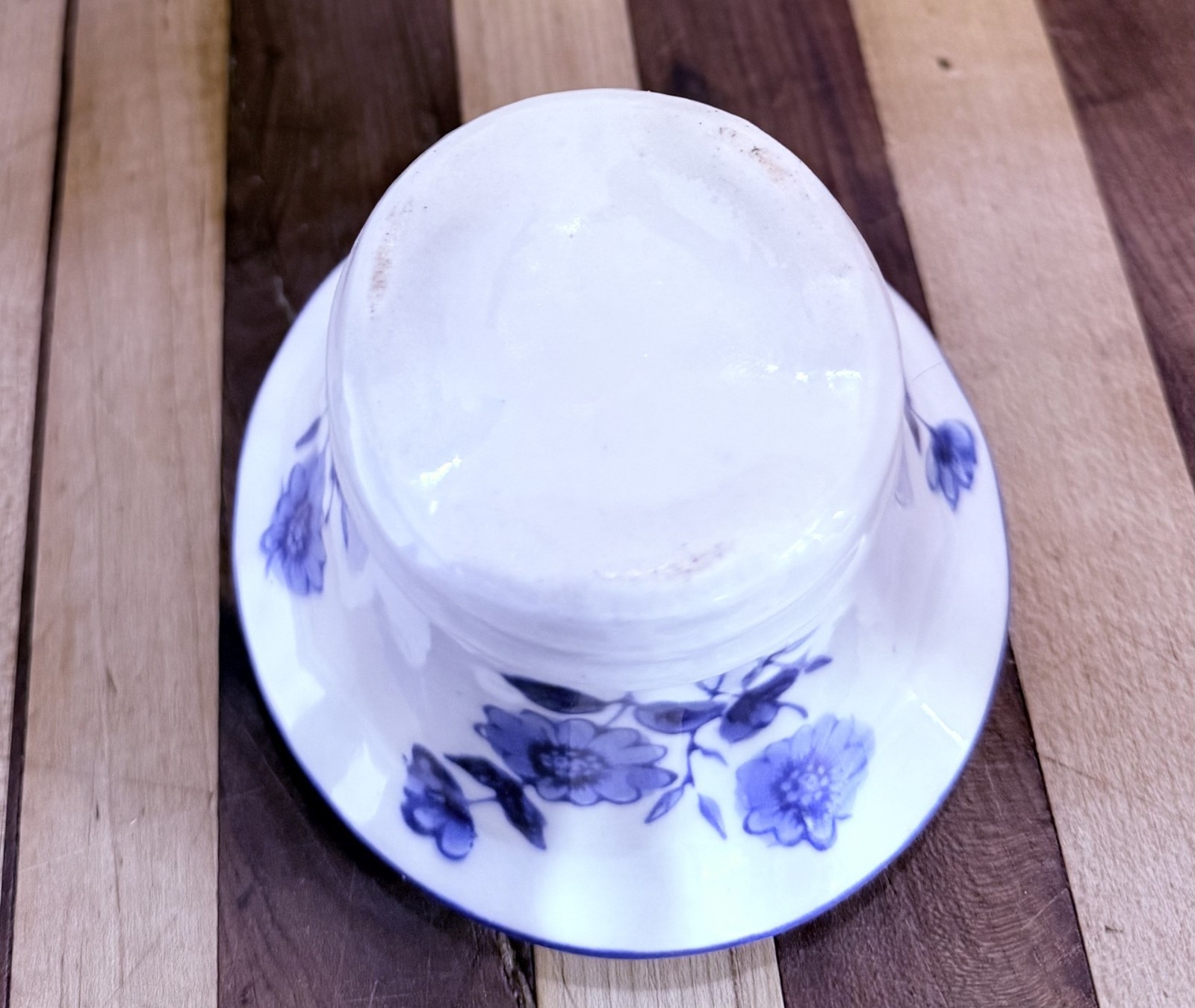 Vintage Japanese Small Planter Colbalt Blue & White 3 inches Tall x 4″ Diameter