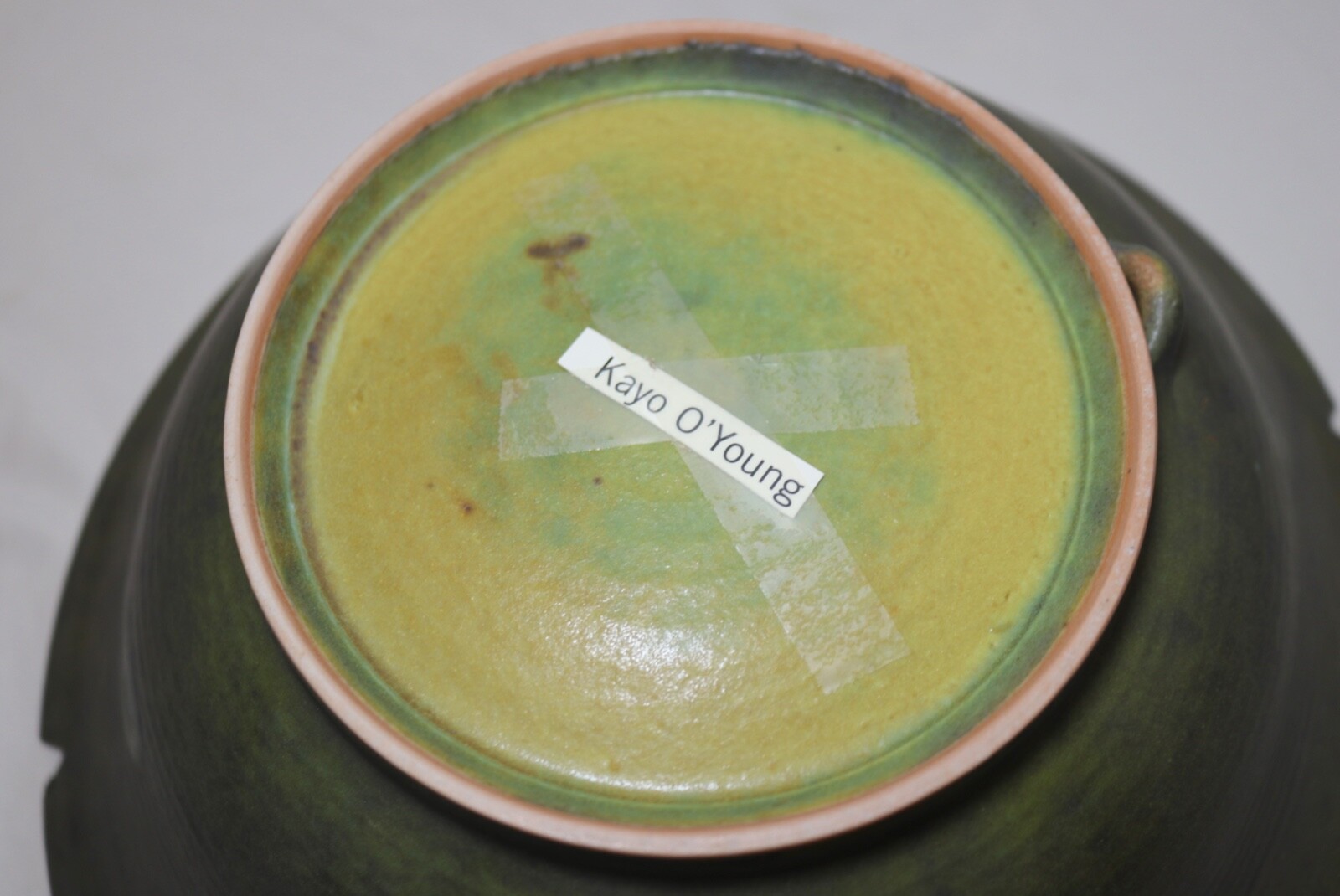Contemporary Canadian Art Studio Pottery green Centerpiece Bowl By Kayo O’Young