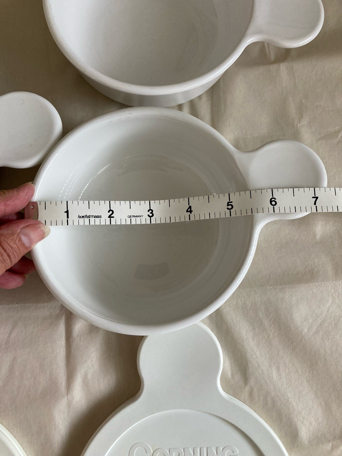 Vintage 3 White Corning Ware Grab-it Bowls P150B with 2 Lids P150CPC Made In USA