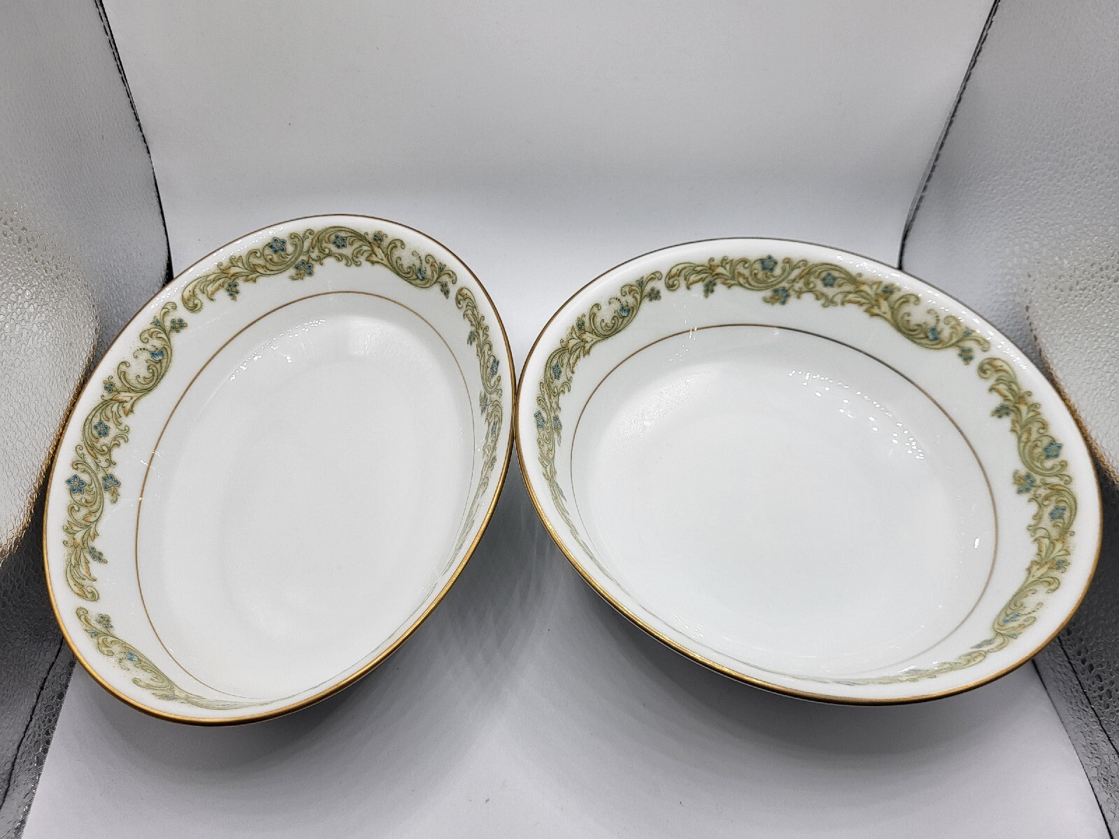 Two Noritake 2359 Maytone Vegetable Serving Bowls (9.75″ Oval & 8.75″ Round)